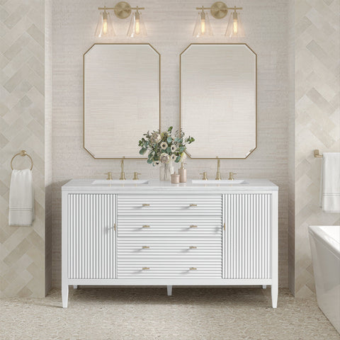 Myrrin 60" Double Vanity in Bright White Double bathroom Vanity James Martin Vanities 