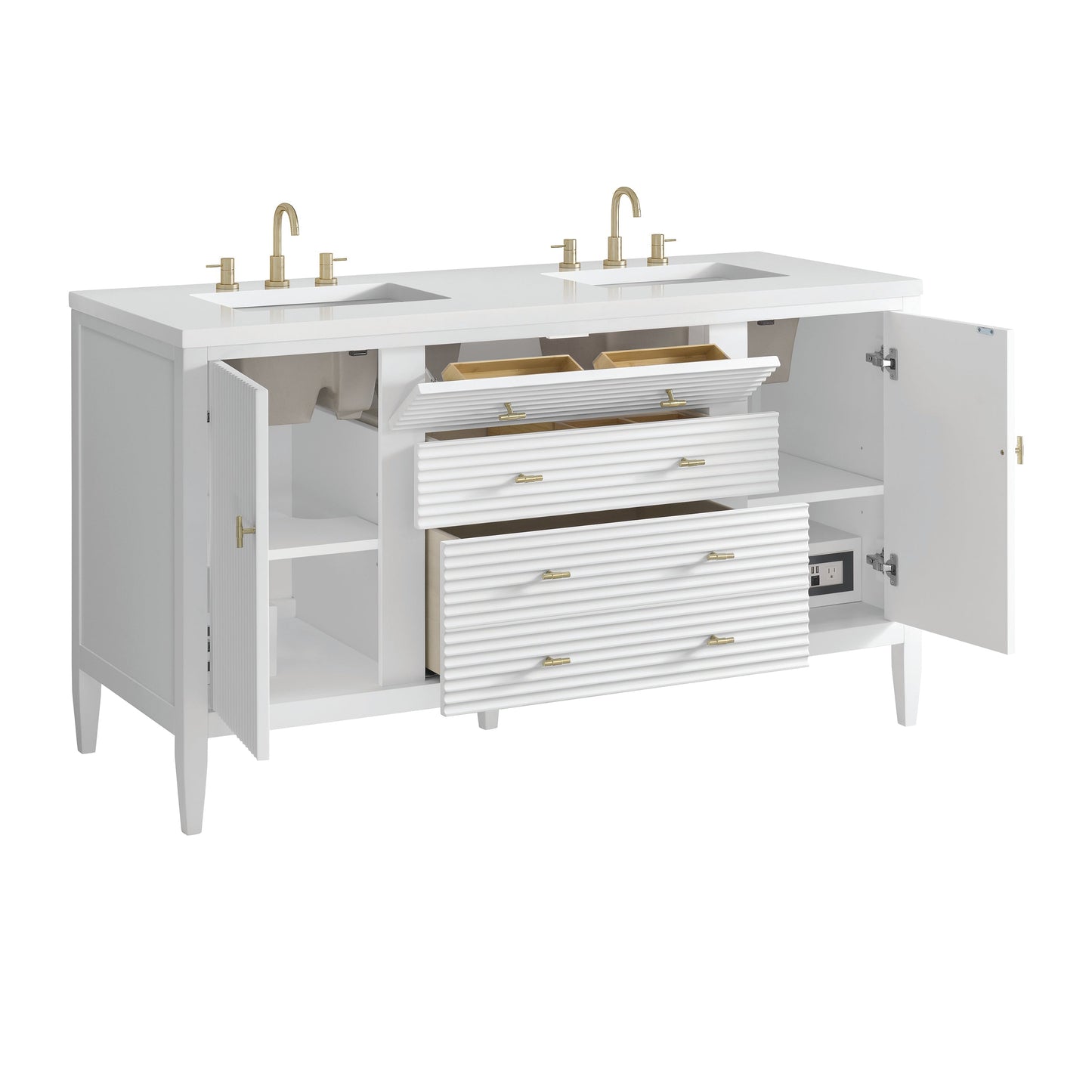 
                  
                    Myrrin 60" Double Vanity in Bright White Double bathroom Vanity James Martin Vanities 
                  
                