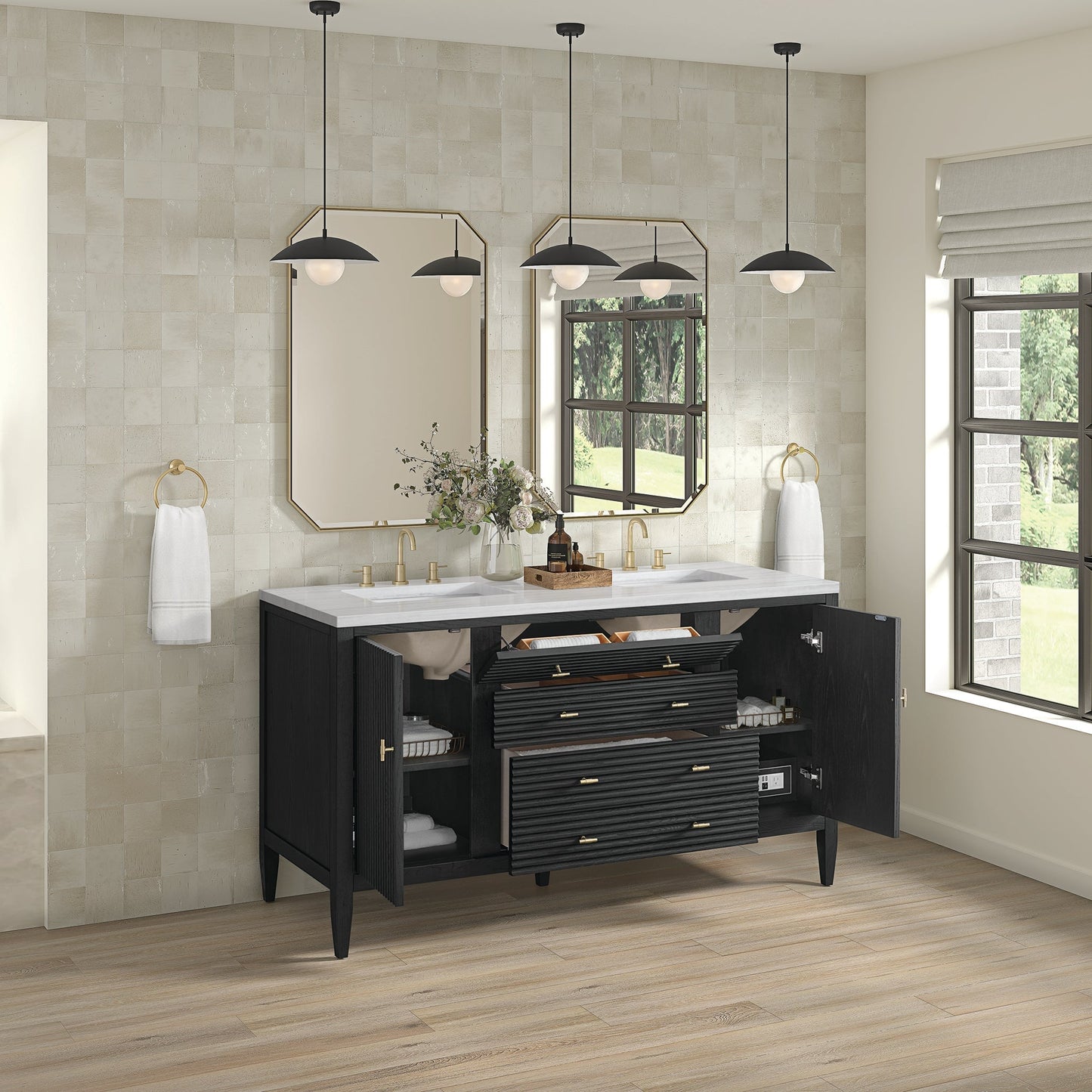 
                  
                    Myrrin 60" Double Vanity in Carbon Oak Double bathroom Vanity James Martin Vanities 
                  
                