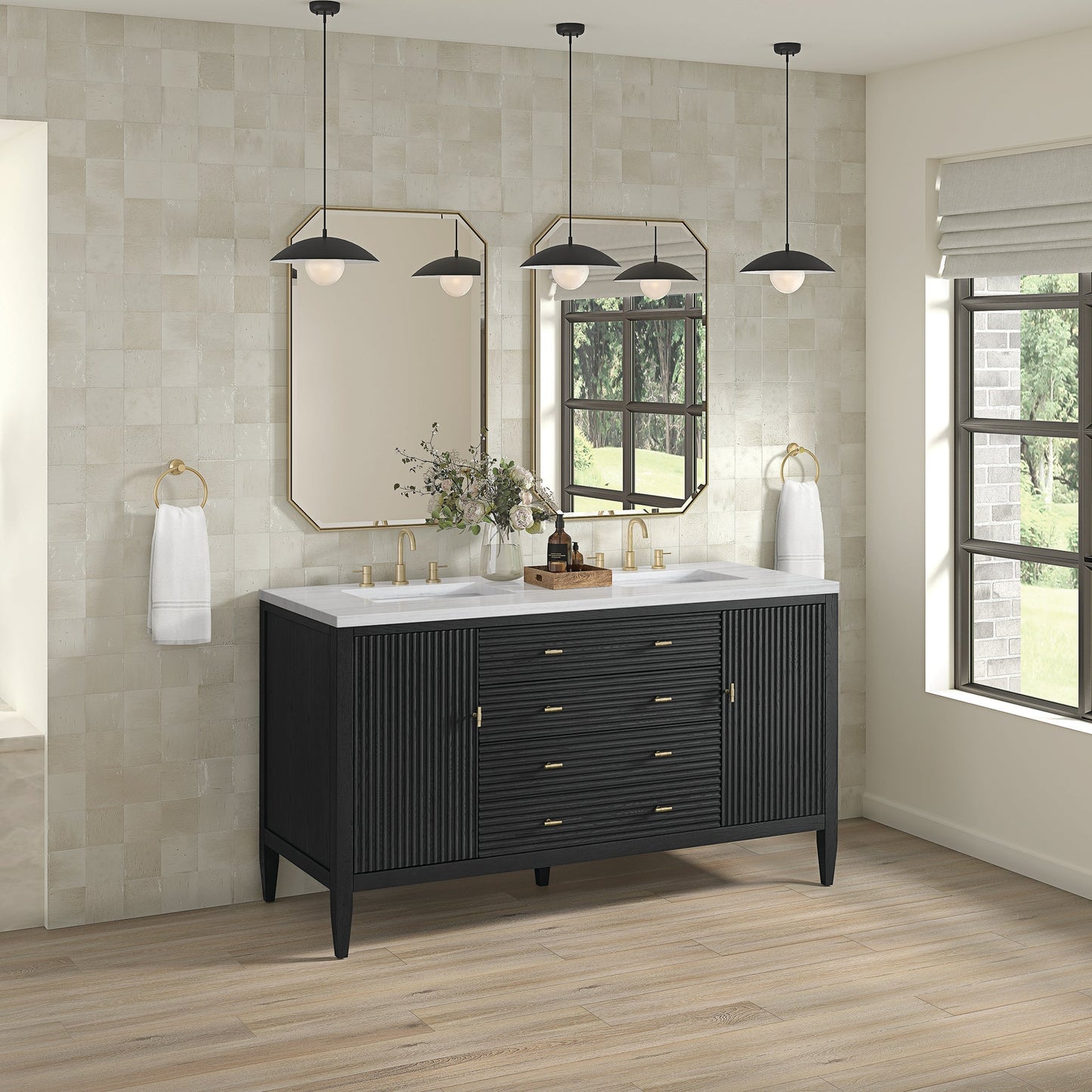 
                  
                    Myrrin 60" Double Vanity in Carbon Oak Double bathroom Vanity James Martin Vanities 
                  
                