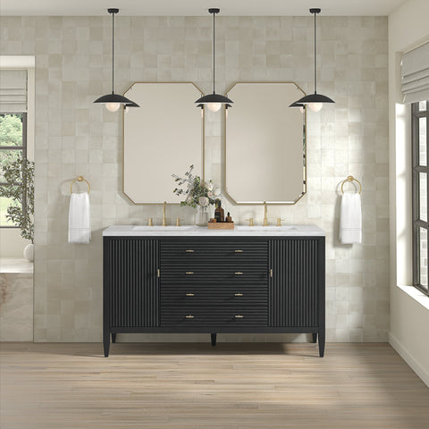 Myrrin 60" Double Vanity in Carbon Oak Double bathroom Vanity James Martin Vanities 