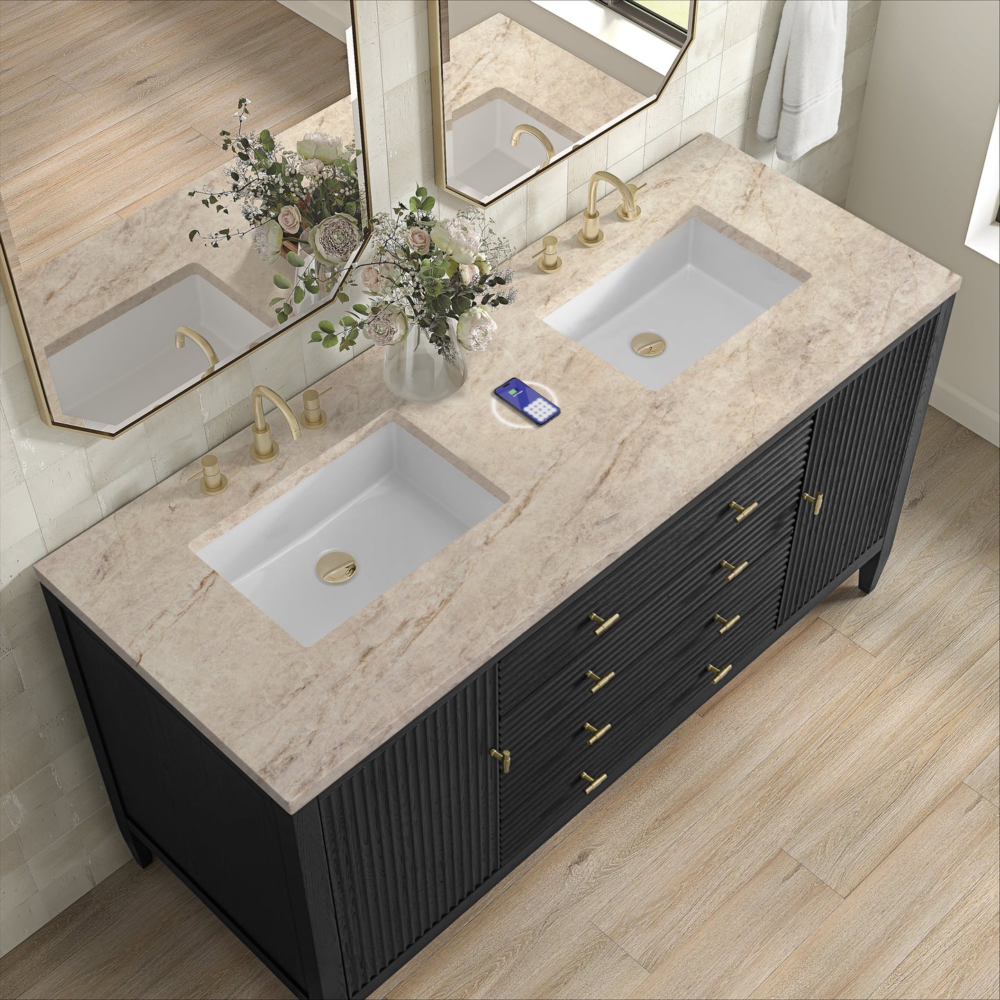 
                  
                    Myrrin 60" Double Vanity in Carbon Oak Double bathroom Vanity James Martin Vanities FreePower-Enabled Tajnar Eclos 
                  
                