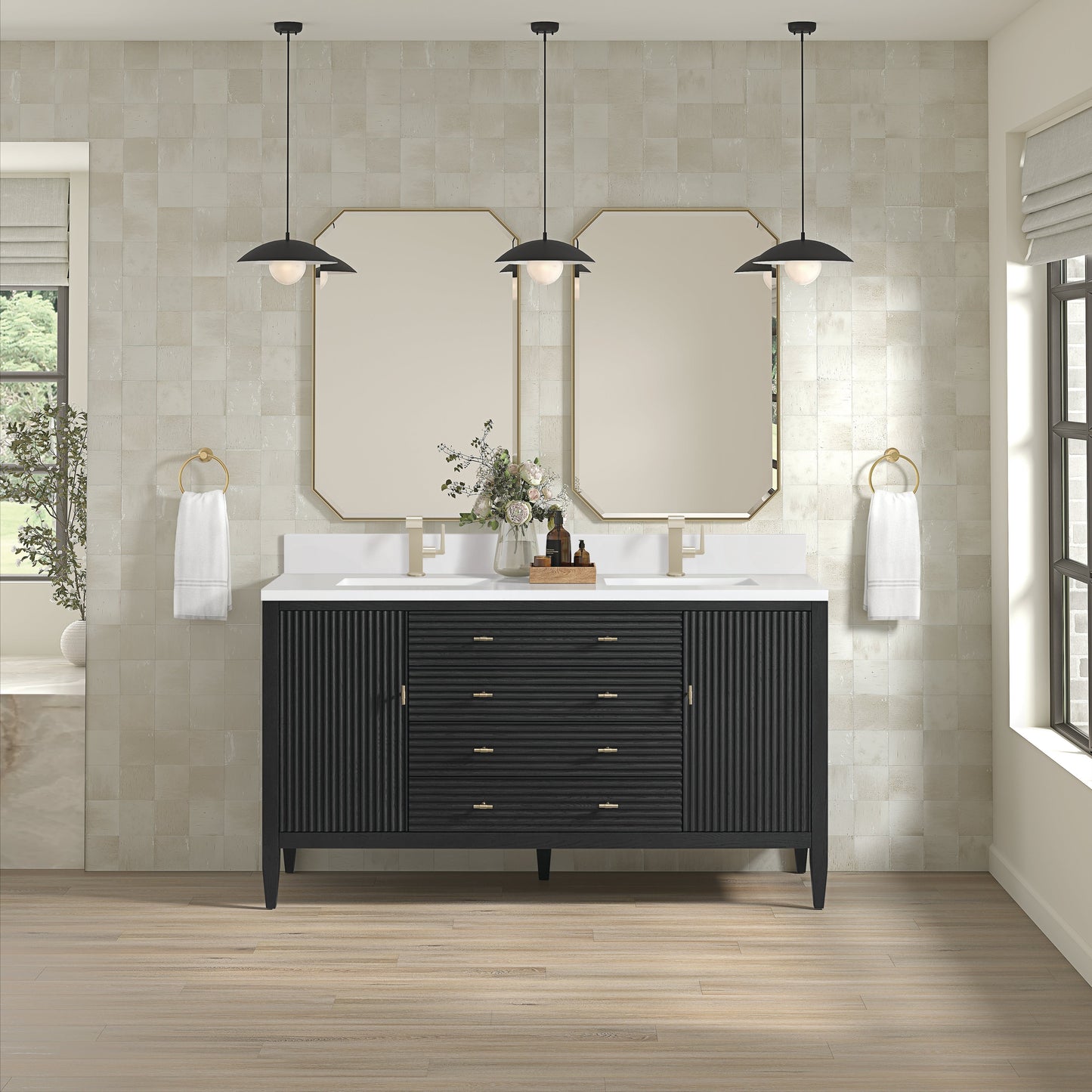 
                  
                    Myrrin 60" Double Vanity in Carbon Oak - James Martin Vanities
                  
                
