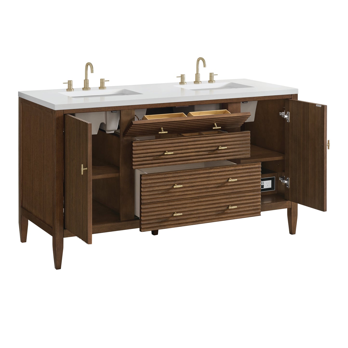 
                  
                    Myrrin 60" Double Vanity in Mid-Century Walnut Double bathroom Vanity James Martin Vanities 
                  
                