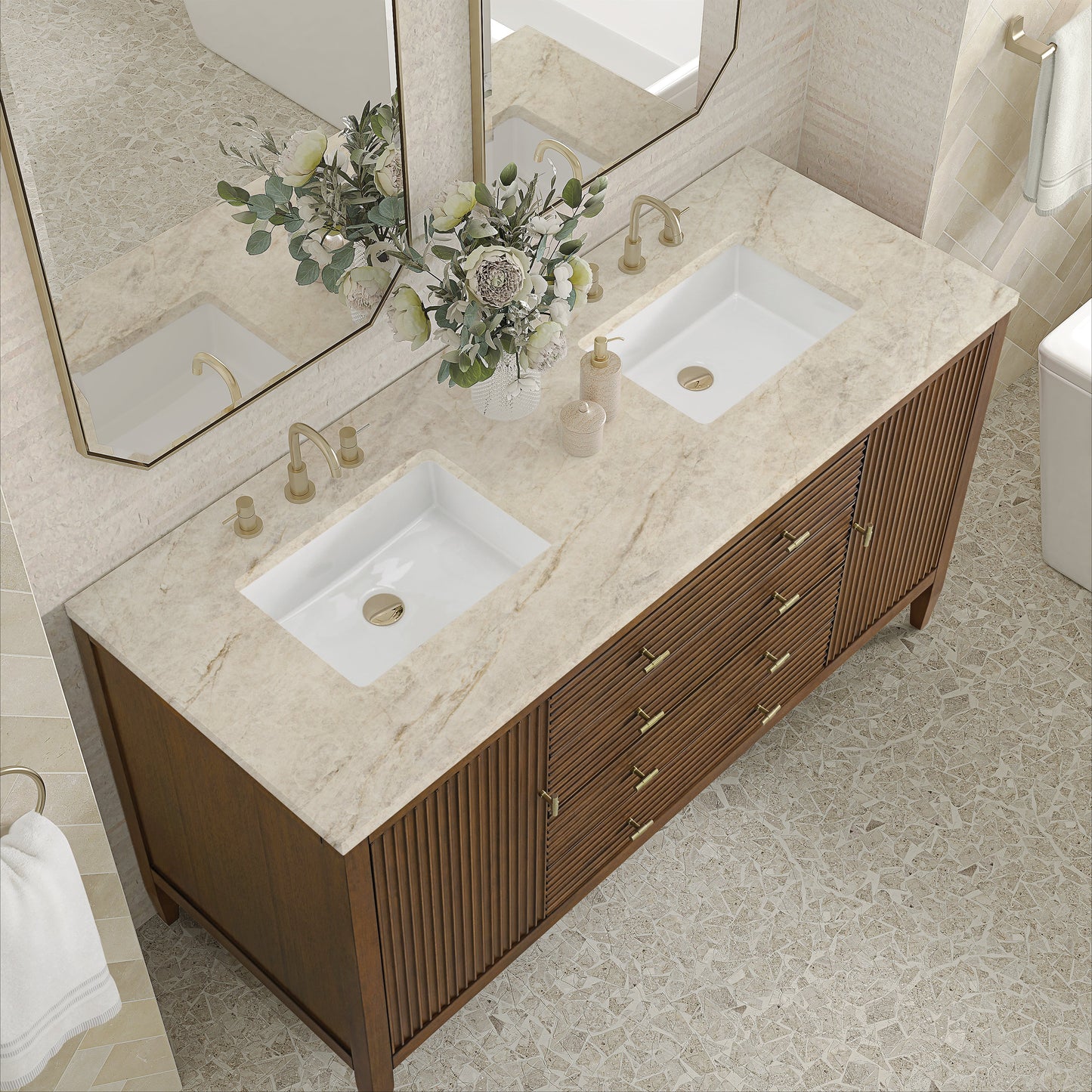 
                  
                    Myrrin 60" Double Vanity in Mid-Century Walnut - James Martin Vanities
                  
                