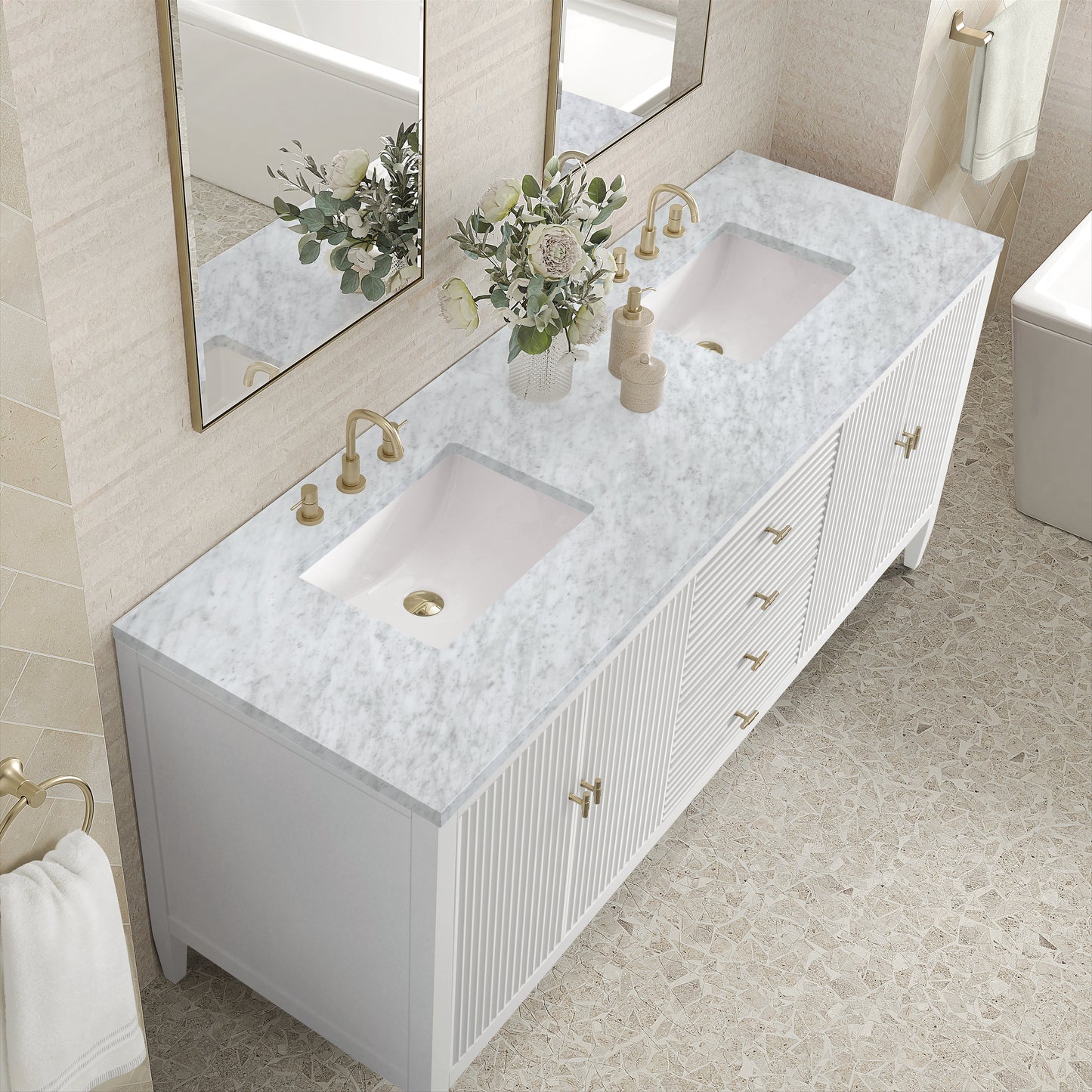 
                  
                    Myrrin 72" Double Vanity in Bright White - James Martin Vanities
                  
                