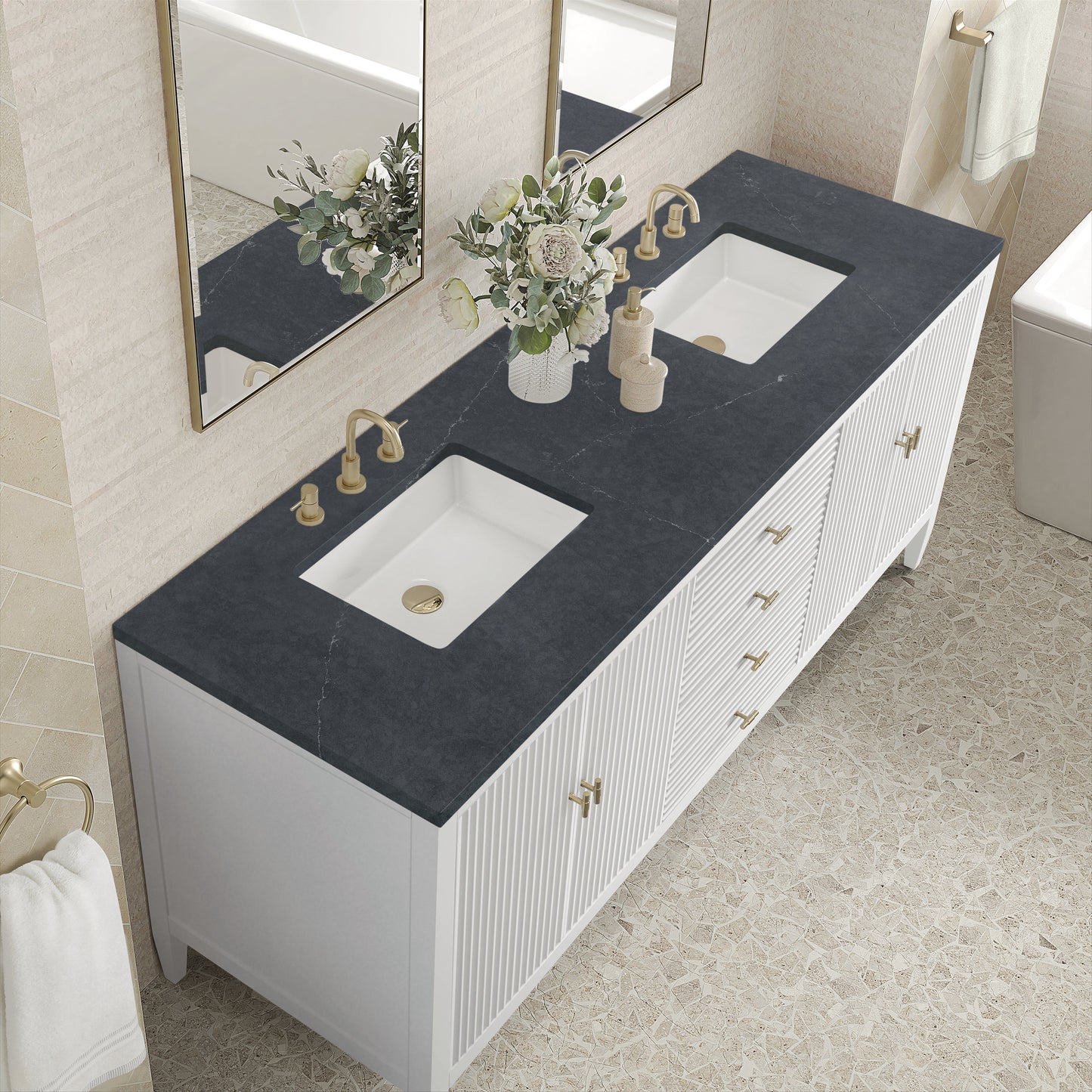 
                  
                    Myrrin 72" Double Vanity in Bright White - James Martin Vanities
                  
                