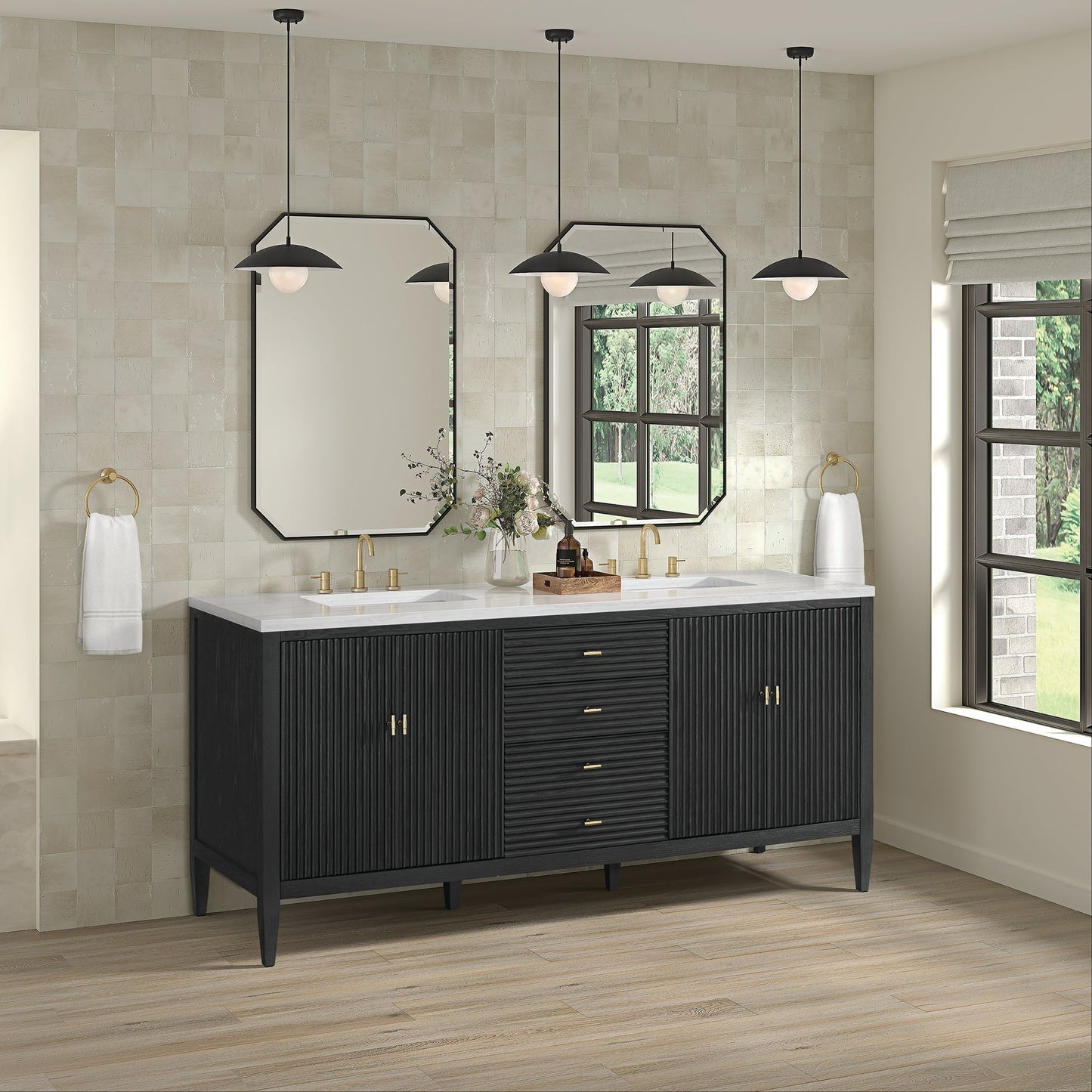 
                  
                    Myrrin 72" Double Vanity in Carbon Oak Double bathroom Vanity James Martin Vanities 
                  
                