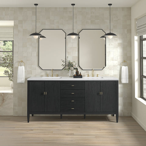 Myrrin 72" Double Vanity in Carbon Oak Double bathroom Vanity James Martin Vanities 
