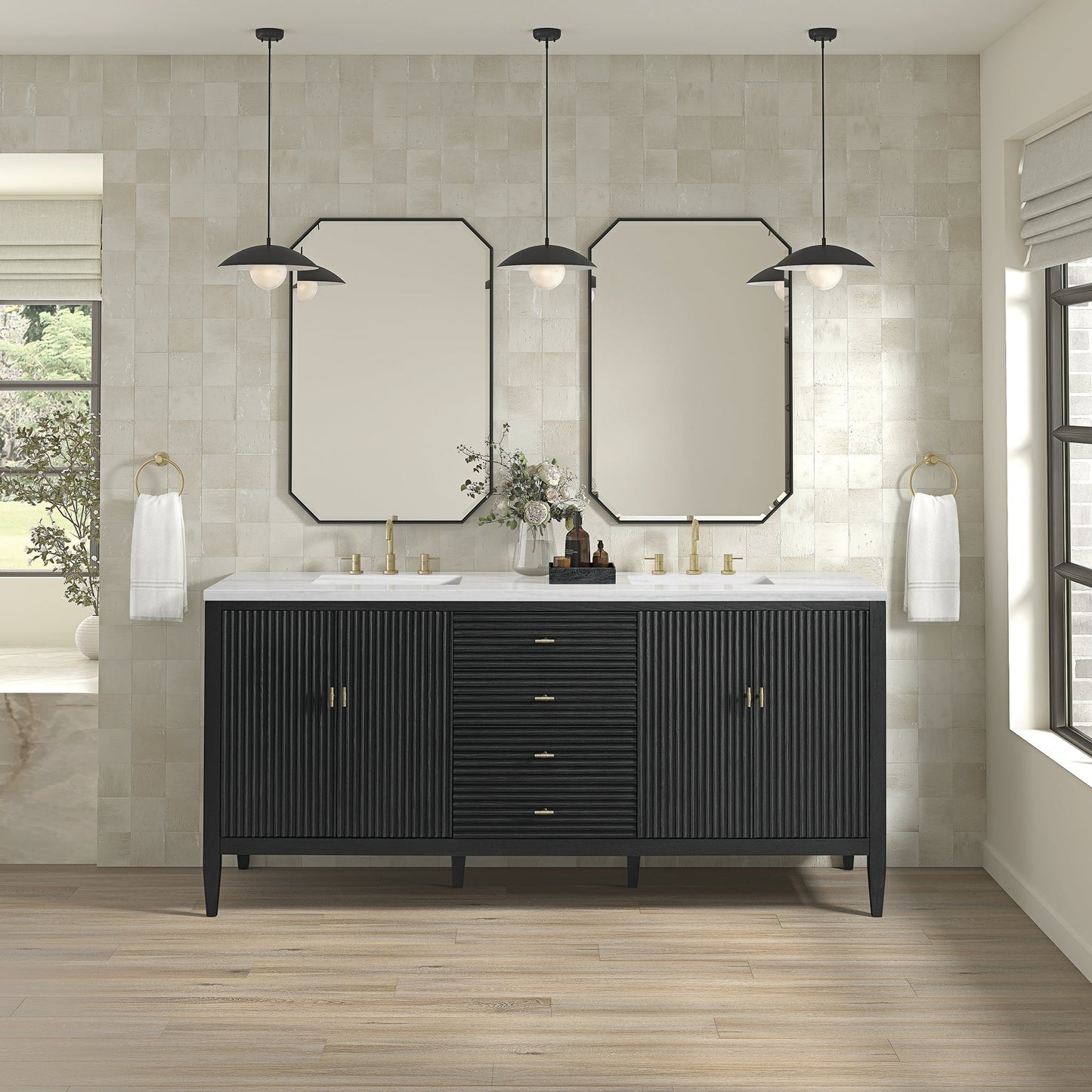 Myrrin 72" Double Vanity in Carbon Oak Double bathroom Vanity James Martin Vanities 