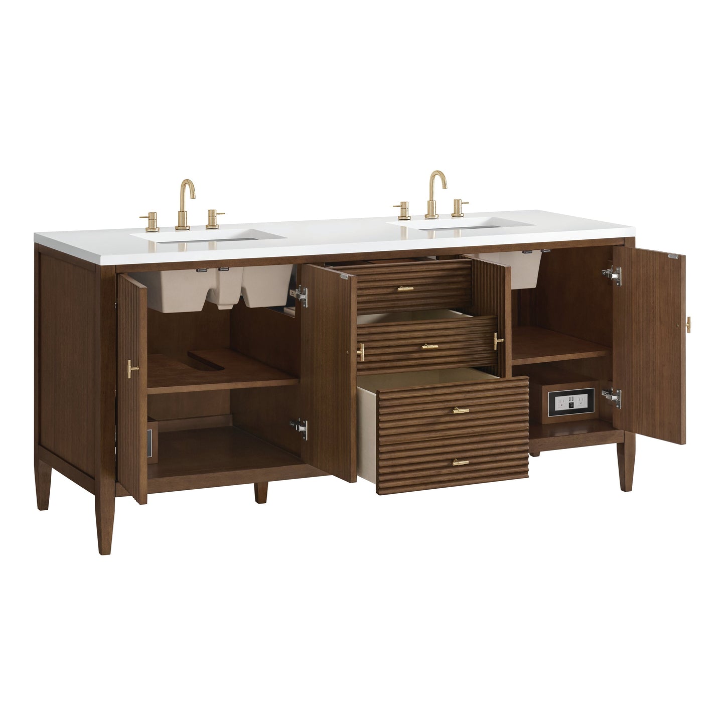 
                  
                    Myrrin 72" Double Vanity in Mid-Century Walnut Double bathroom Vanity James Martin Vanities 
                  
                