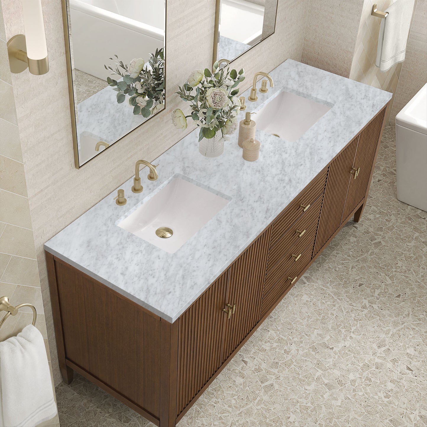 
                  
                    Myrrin 72" Double Vanity in Mid-Century Walnut - James Martin Vanities
                  
                