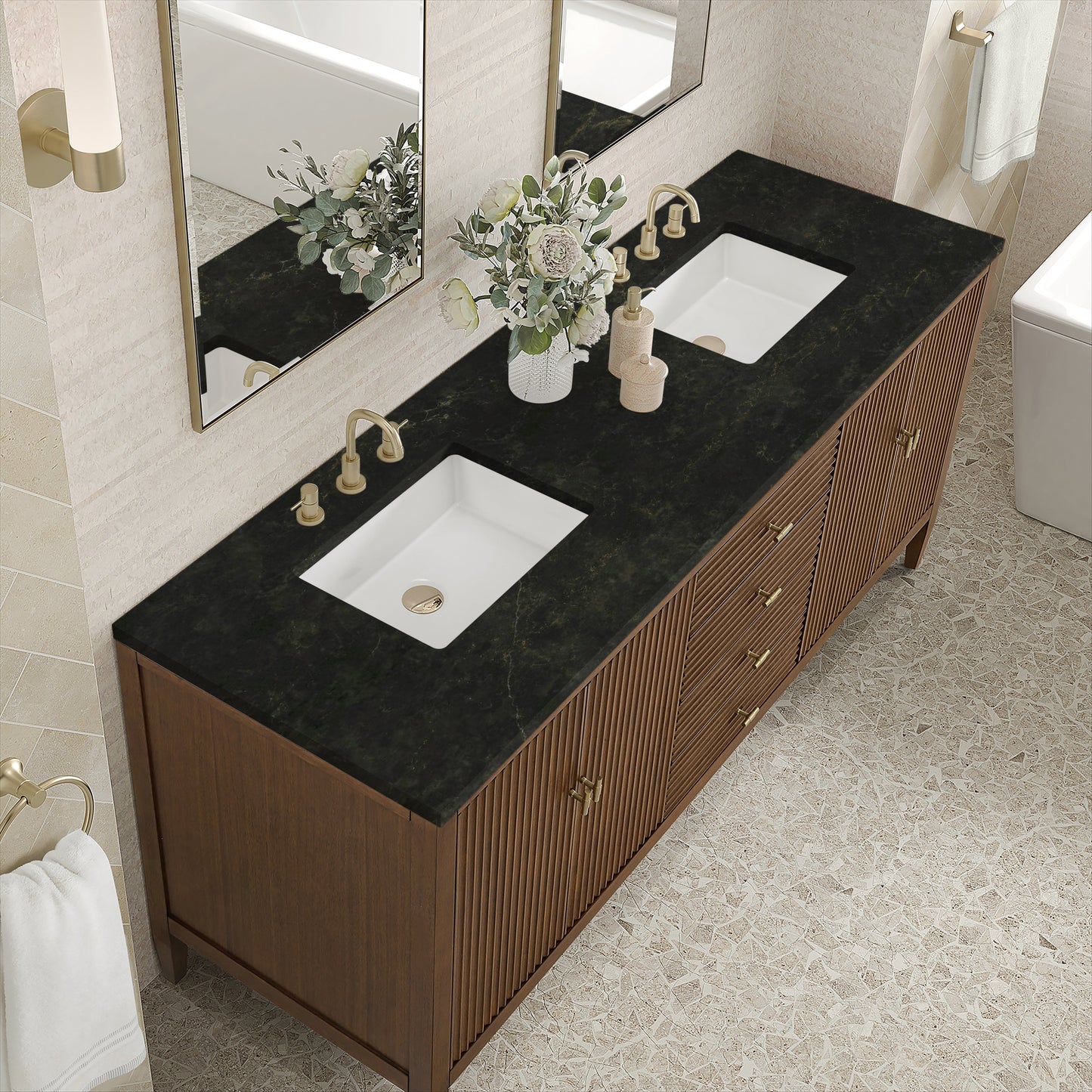 
                  
                    Myrrin 72" Double Vanity in Mid-Century Walnut - James Martin Vanities
                  
                
