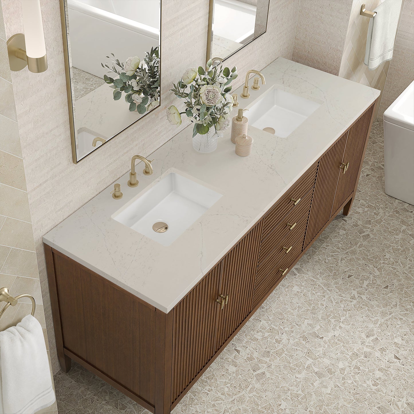 
                  
                    Myrrin 72" Double Vanity in Mid-Century Walnut - James Martin Vanities
                  
                