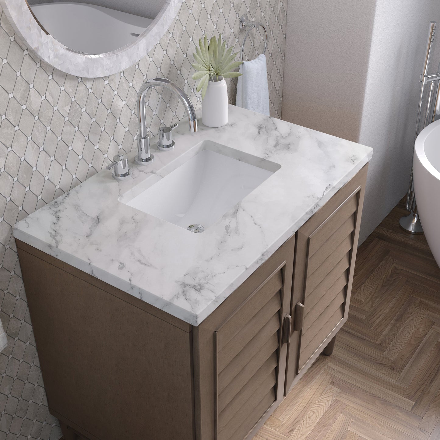 
                  
                    Portland 36" Single Bathroom Vanity Single Bathroom Vanity James Martin Vanities Carrara White Marble 
                  
                