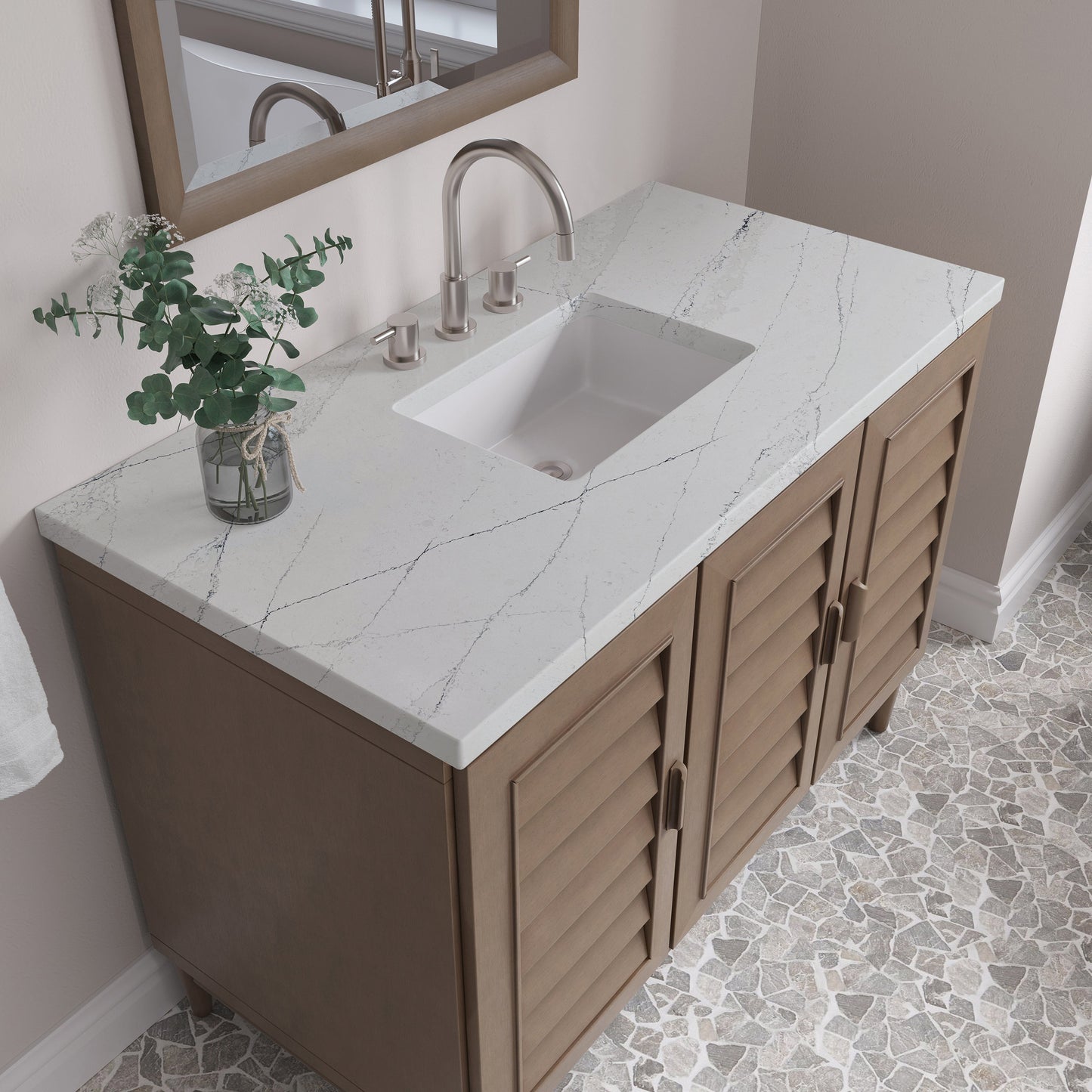 
                  
                    Portland 48" Single Bathroom Vanity in Whitewashed Walnut Single Bathroom Vanity James Martin Vanities Ethereal Noctis Silestone 
                  
                