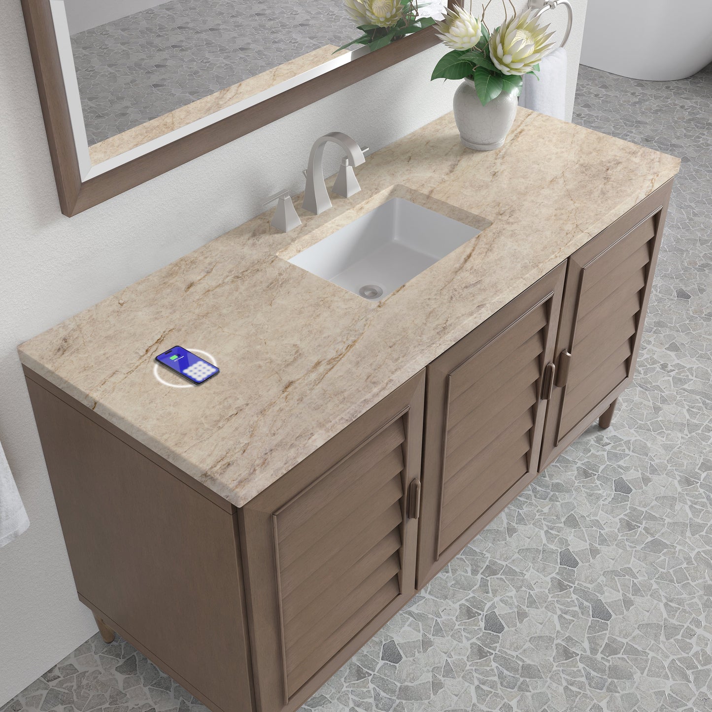 
                  
                    Portland 60" Single Bathroom Vanity in Whitewashed Walnut Single Bathroom Vanity James Martin Vanities FreePower-Enabled Tajnar Eclos 
                  
                