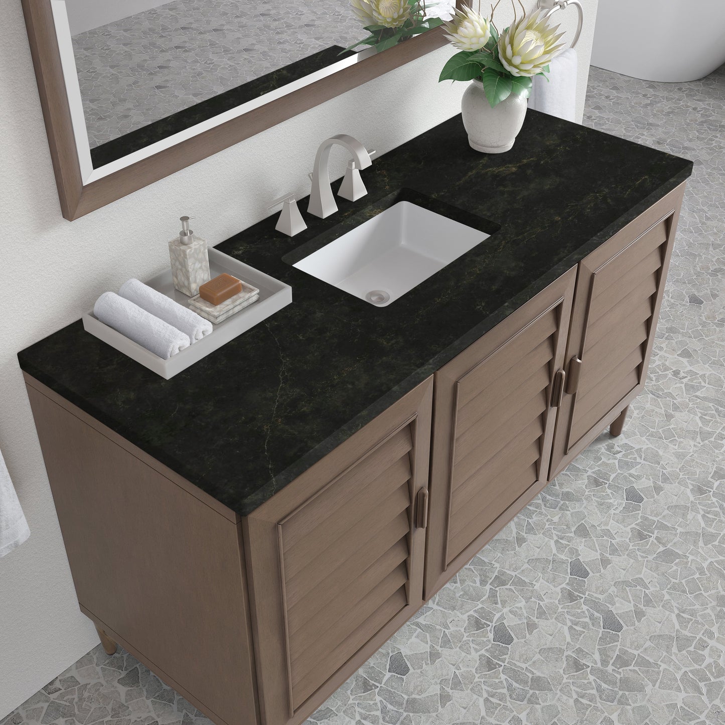 
                  
                    Portland 60" Single Bathroom Vanity in Whitewashed Walnut Single Bathroom Vanity James Martin Vanities Phantome Eclos 
                  
                