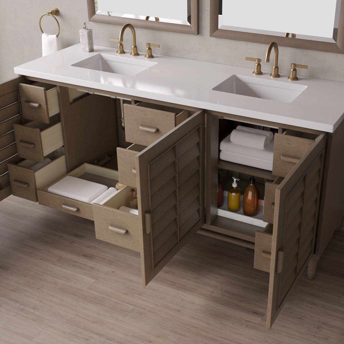 
                  
                    Portland 72" Double Bathroom Vanity in Whitewashed Walnut Double bathroom Vanity James Martin Vanities 
                  
                