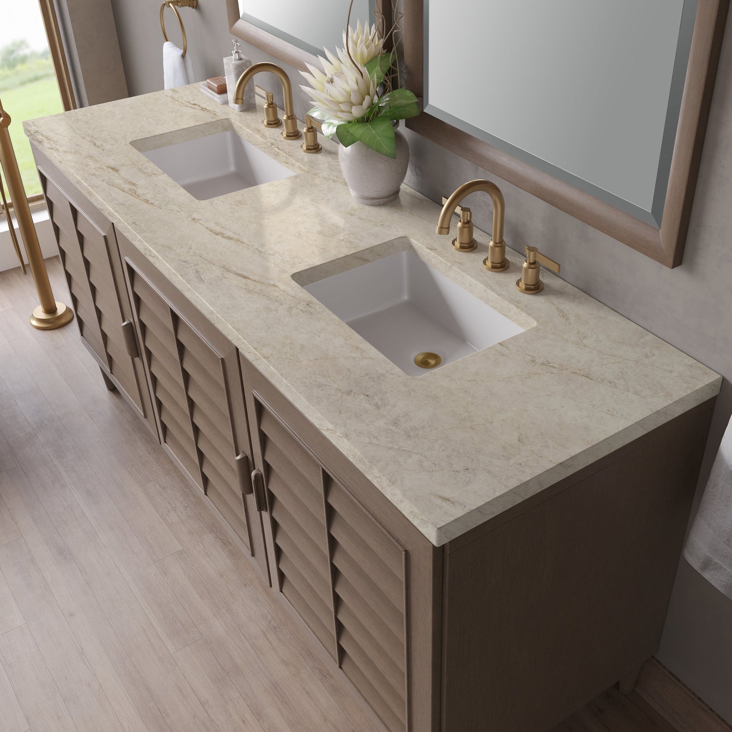
                  
                    Portland 72" Double Bathroom Vanity in Whitewashed Walnut Double bathroom Vanity James Martin Vanities Tajnar Eclos 
                  
                
