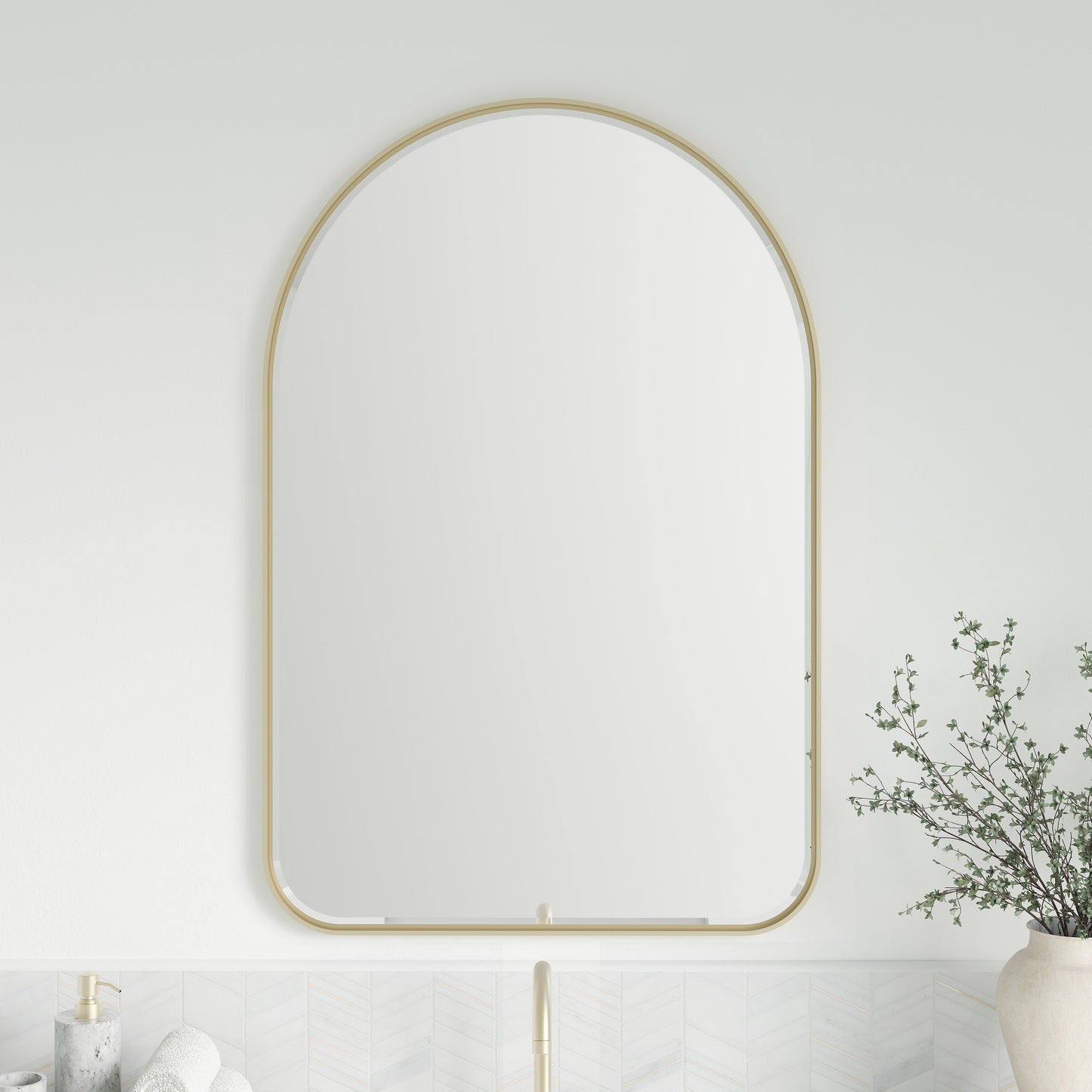 
                  
                    Rohe 24" Arched Mirror in Champagne Brass James Martin Vanities 
                  
                
