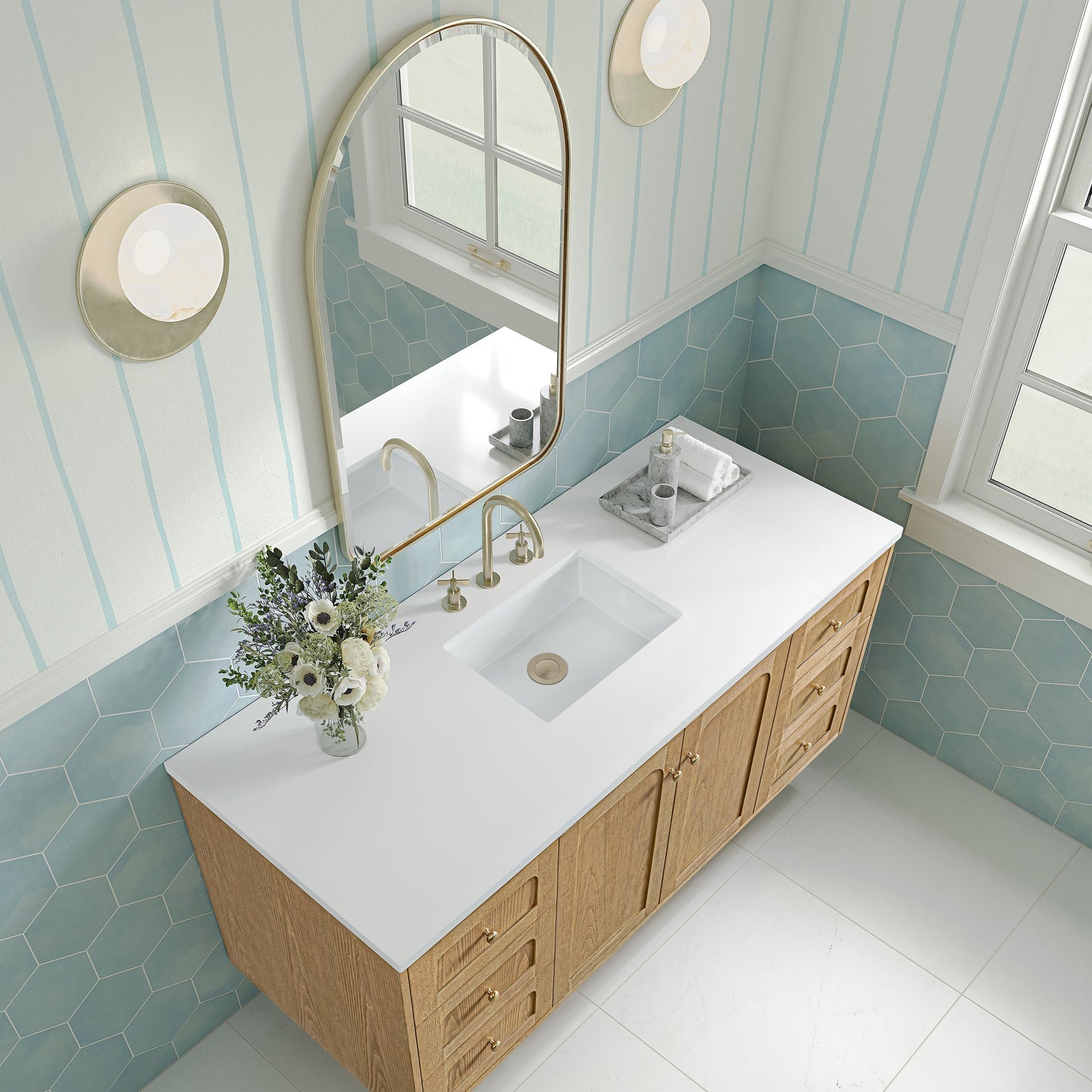 
                  
                    Rohe 24" Arched Mirror in Champagne Brass James Martin Vanities 
                  
                