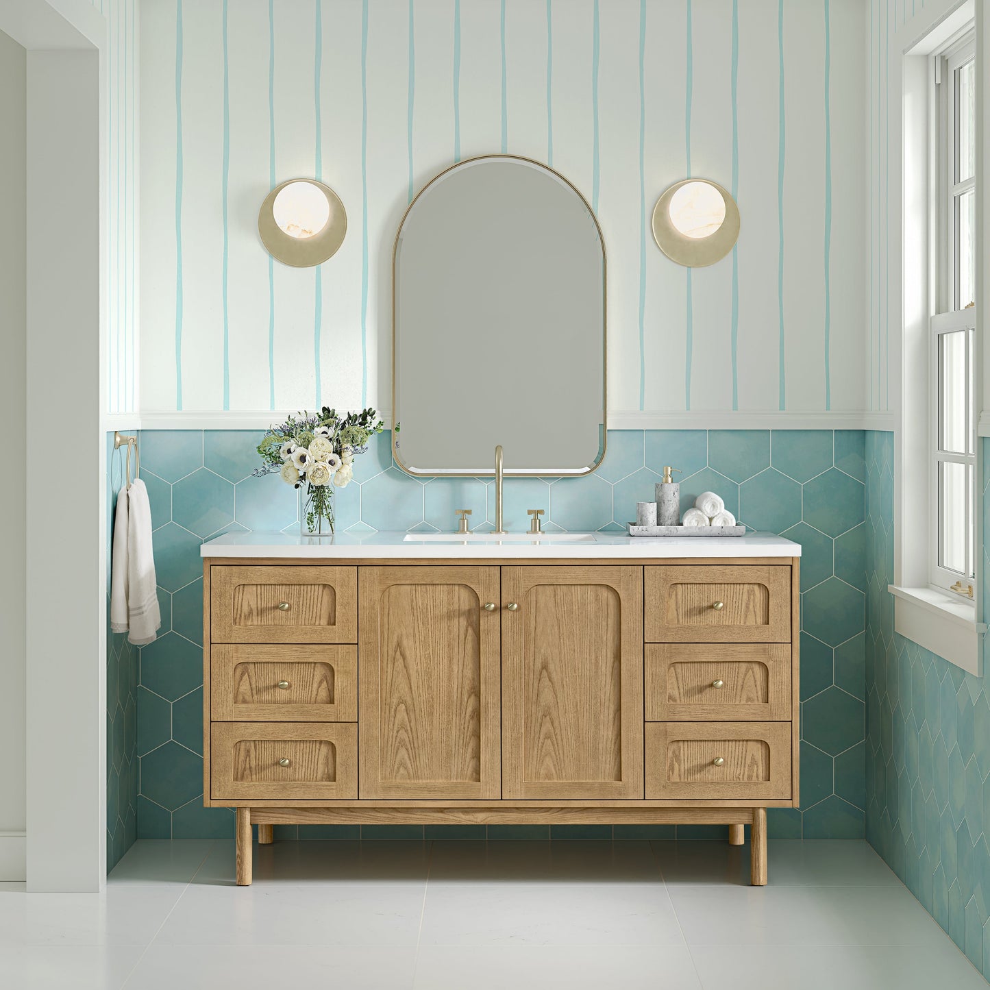 
                  
                    Rohe 24" Arched Mirror in Champagne Brass James Martin Vanities 
                  
                