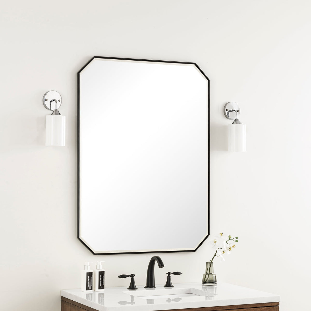 
                  
                    Rohe 30" Octagonal Mirror in Matte Black Mirror James Martin Vanities 
                  
                