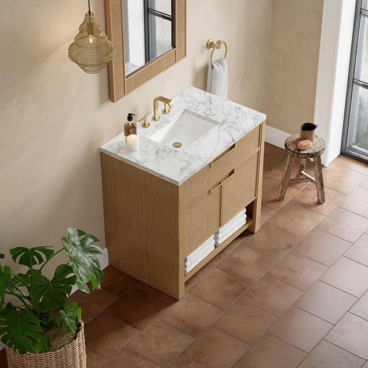 
                  
                    Solene 36" Single Vanity in Seaside Oak Single Bathroom Vanity James Martin Vanities Carrara White Marble 
                  
                