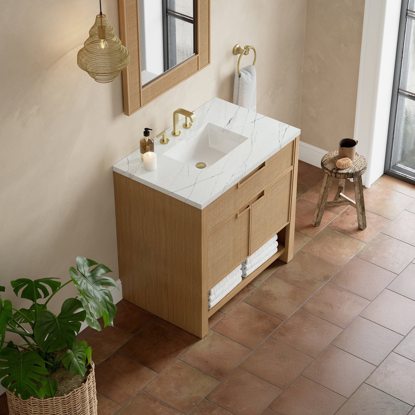 
                  
                    Solene 36" Single Vanity in Seaside Oak Single Bathroom Vanity James Martin Vanities Ethereal Noctis Silestone 
                  
                