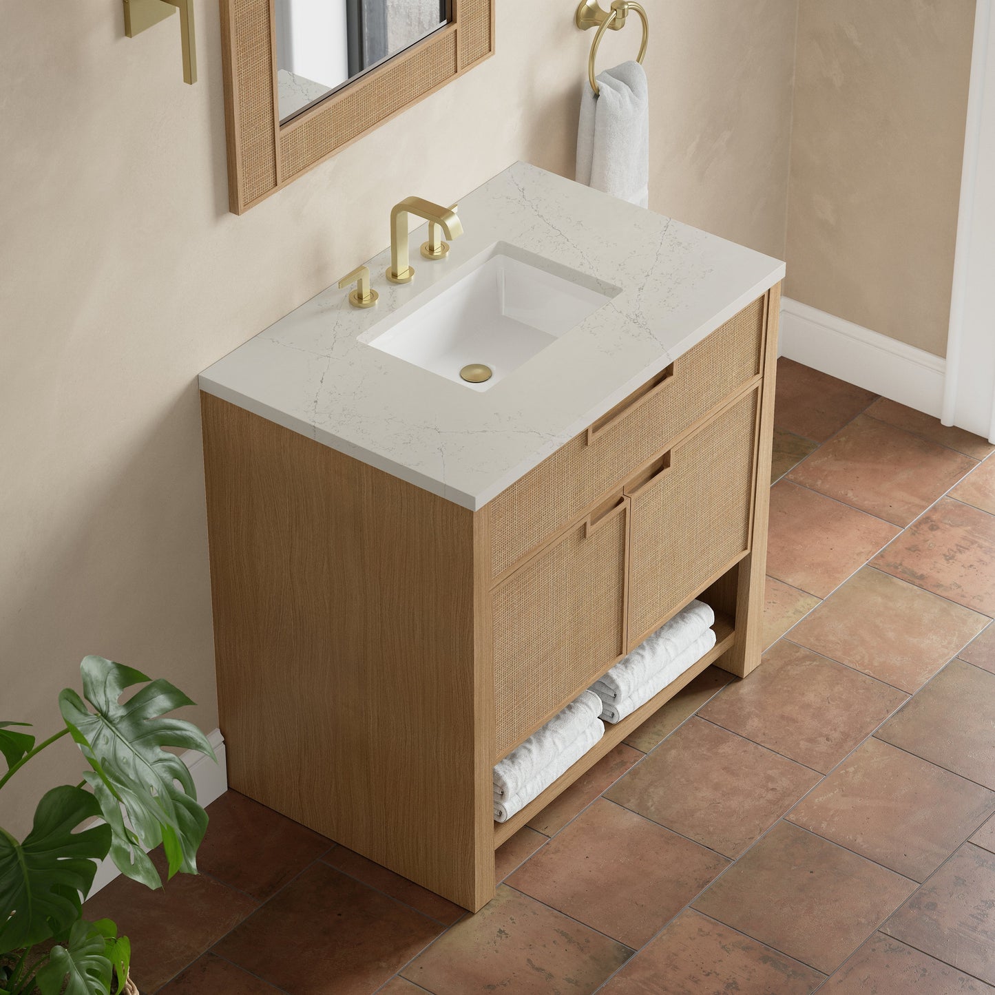 
                  
                    Solene 36" Single Vanity in Seaside Oak Single Bathroom Vanity James Martin Vanities Siberian Silestone 
                  
                