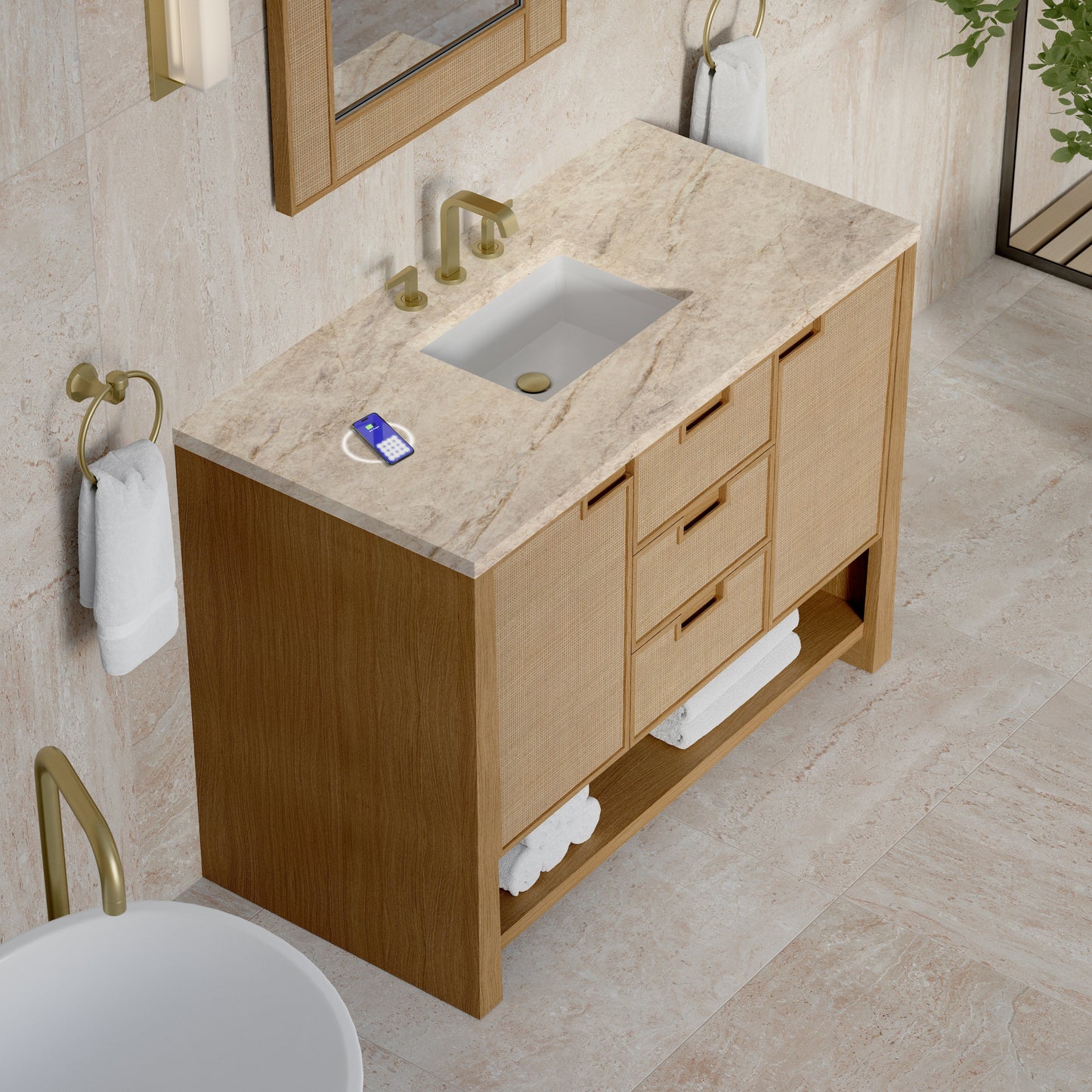 
                  
                    Solene 48" Single Vanity in Seaside Oak Single Bathroom Vanity James Martin Vanities FreePower-Enabled Tajnar Eclos 
                  
                