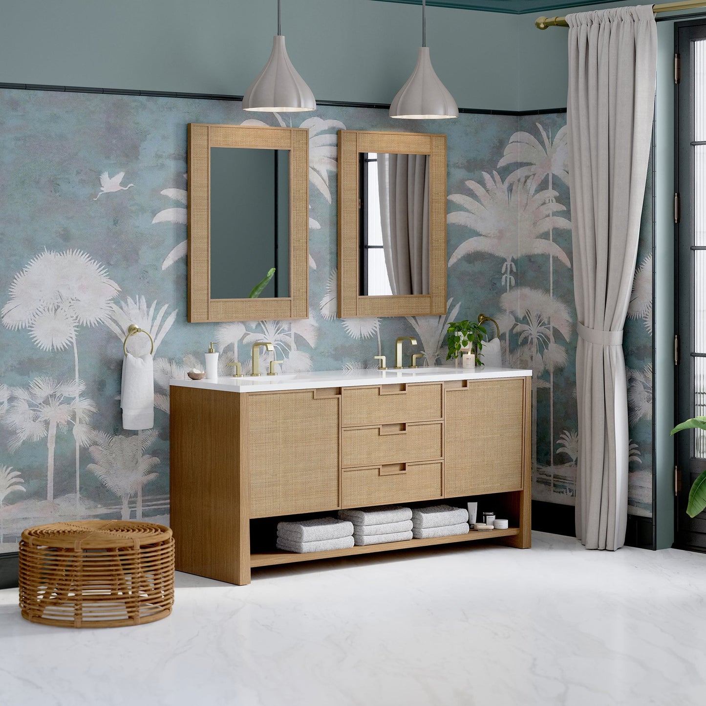 
                  
                    Solene 72" Double Vanity in Seaside Oak Double Bathroom Vanity James Martin Vanities 
                  
                