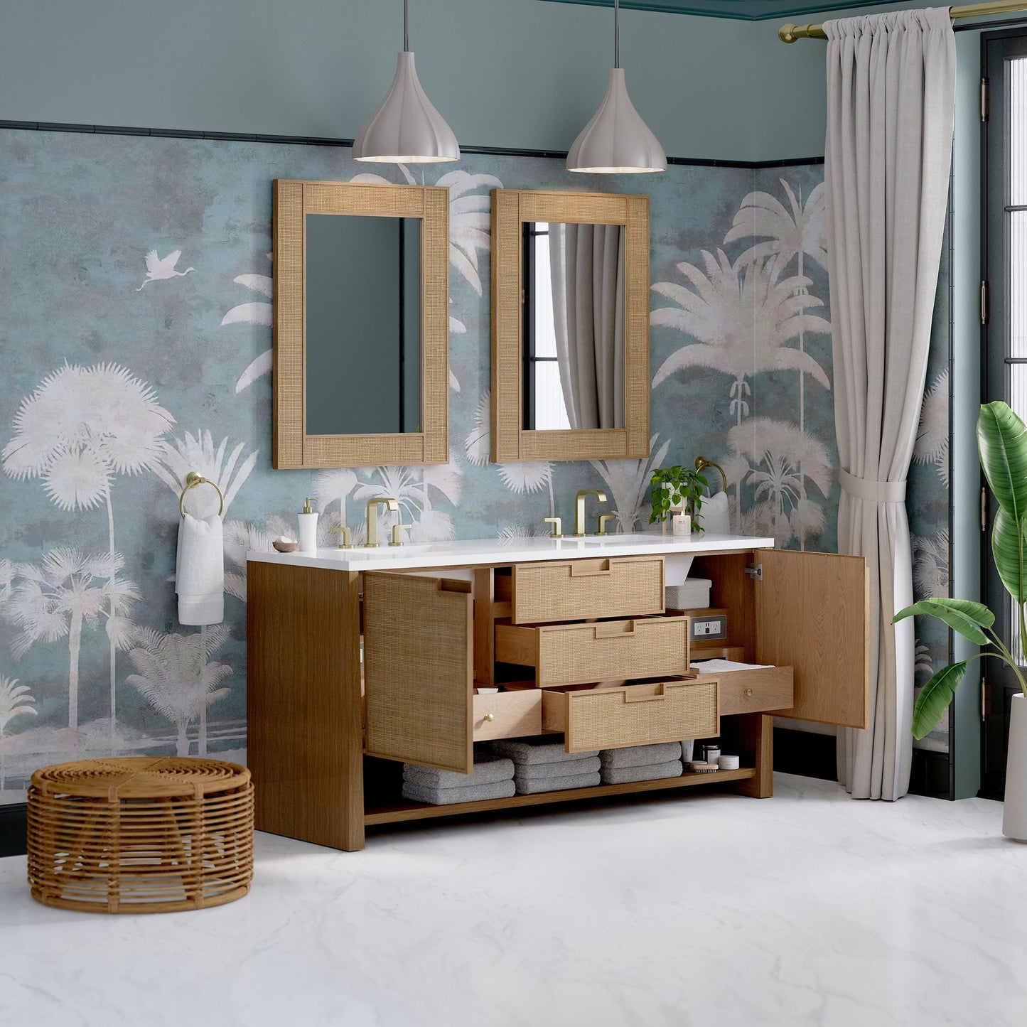 
                  
                    Solene 72" Double Vanity in Seaside Oak Double Bathroom Vanity James Martin Vanities 
                  
                