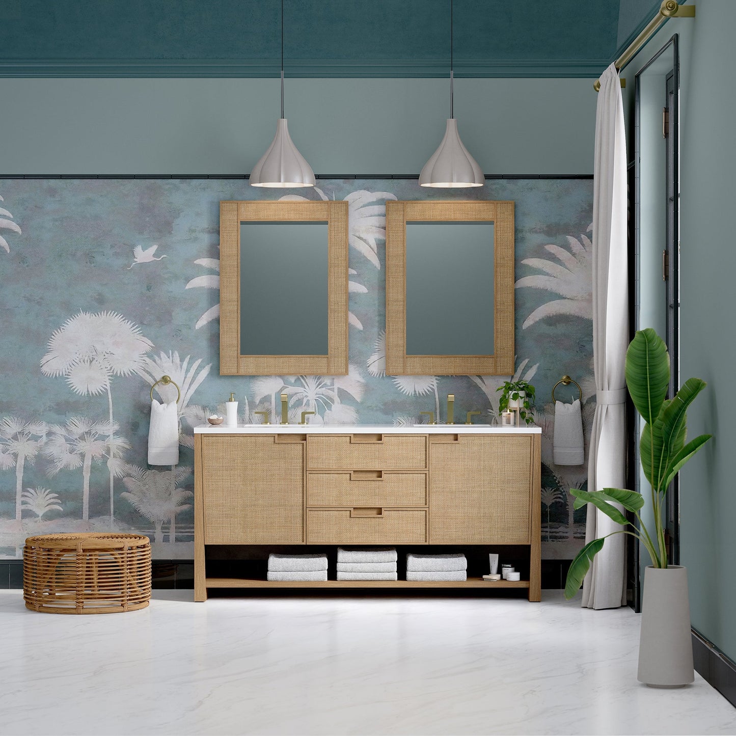 Solene 72" Double Vanity in Seaside Oak Double Bathroom Vanity James Martin Vanities 