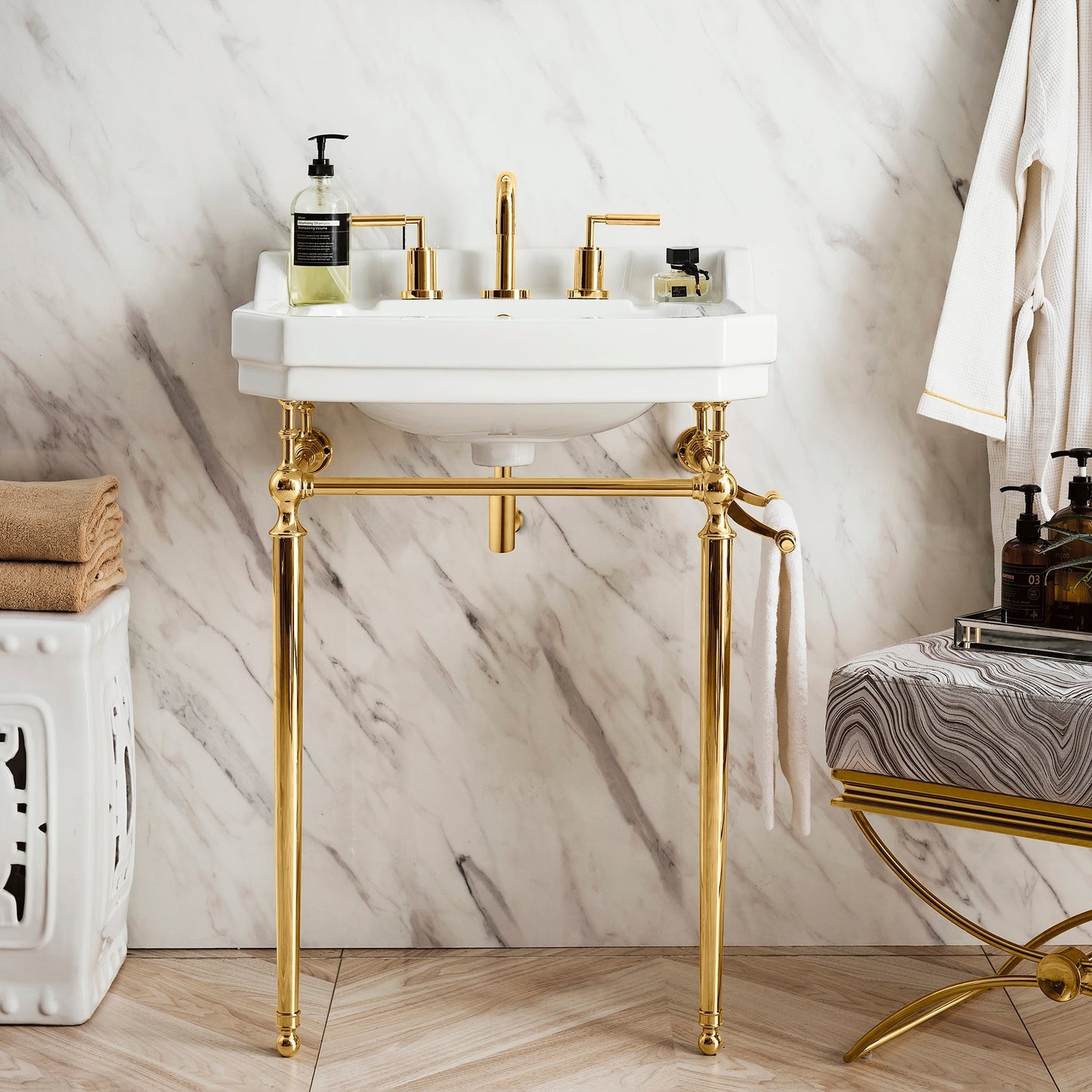 Wellington 24" Single Bathroom Vanity Brass Finish Single Bathroom Vanity James Martin Vanities 