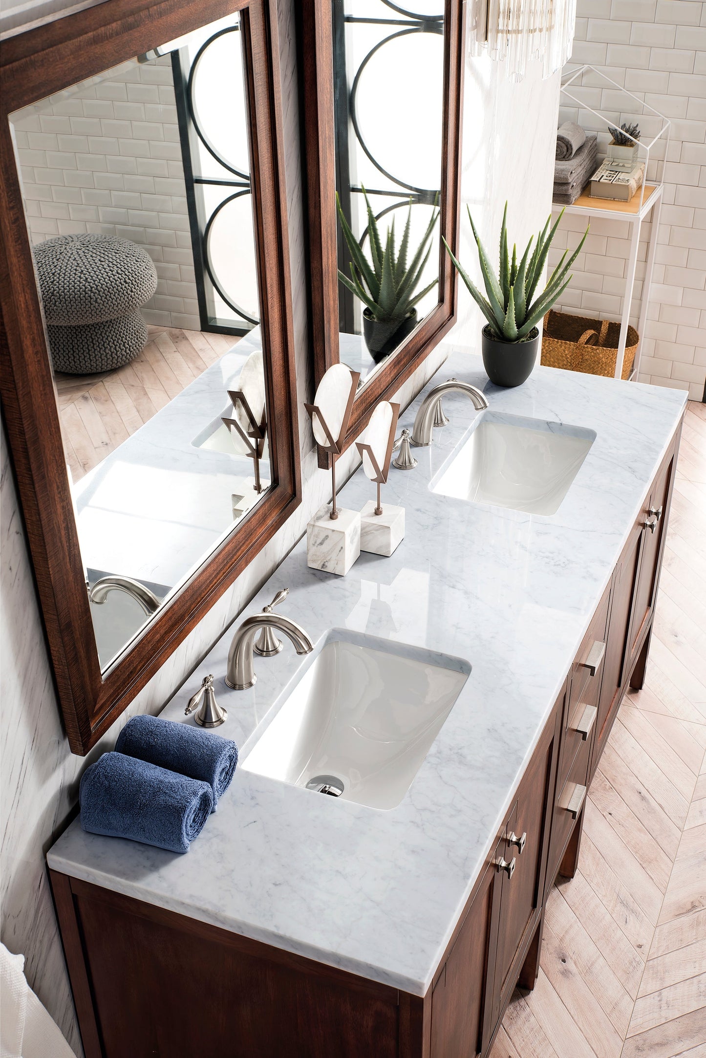 
                  
                    Addison 72" Double Vanity Cabinet Single Bathroom Vanity James Martin Vanities Mid-Century Acacia Carrara White Marble 
                  
                