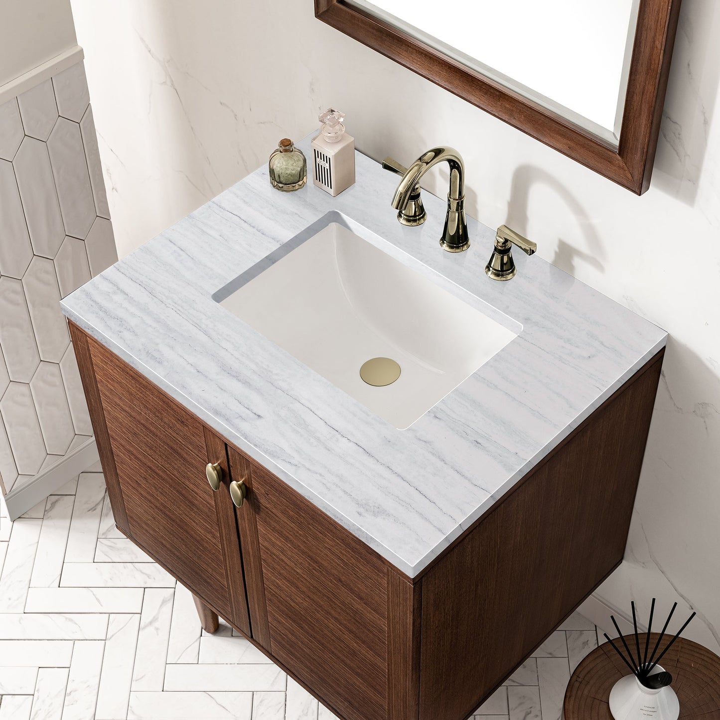 
                  
                    Amberly 30" Single Vanity Single Bathroom Vanity James Martin Vanities Arctic Fall solid surface 
                  
                