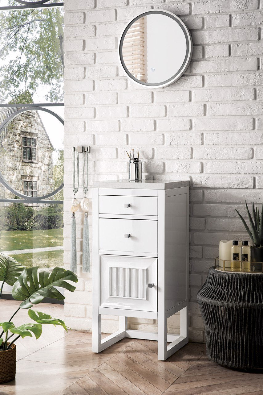 
                  
                    Athens 15" Cabinet w/ Drawers & Door, Glossy White Linen Cabinet James Martin Vanities 
                  
                