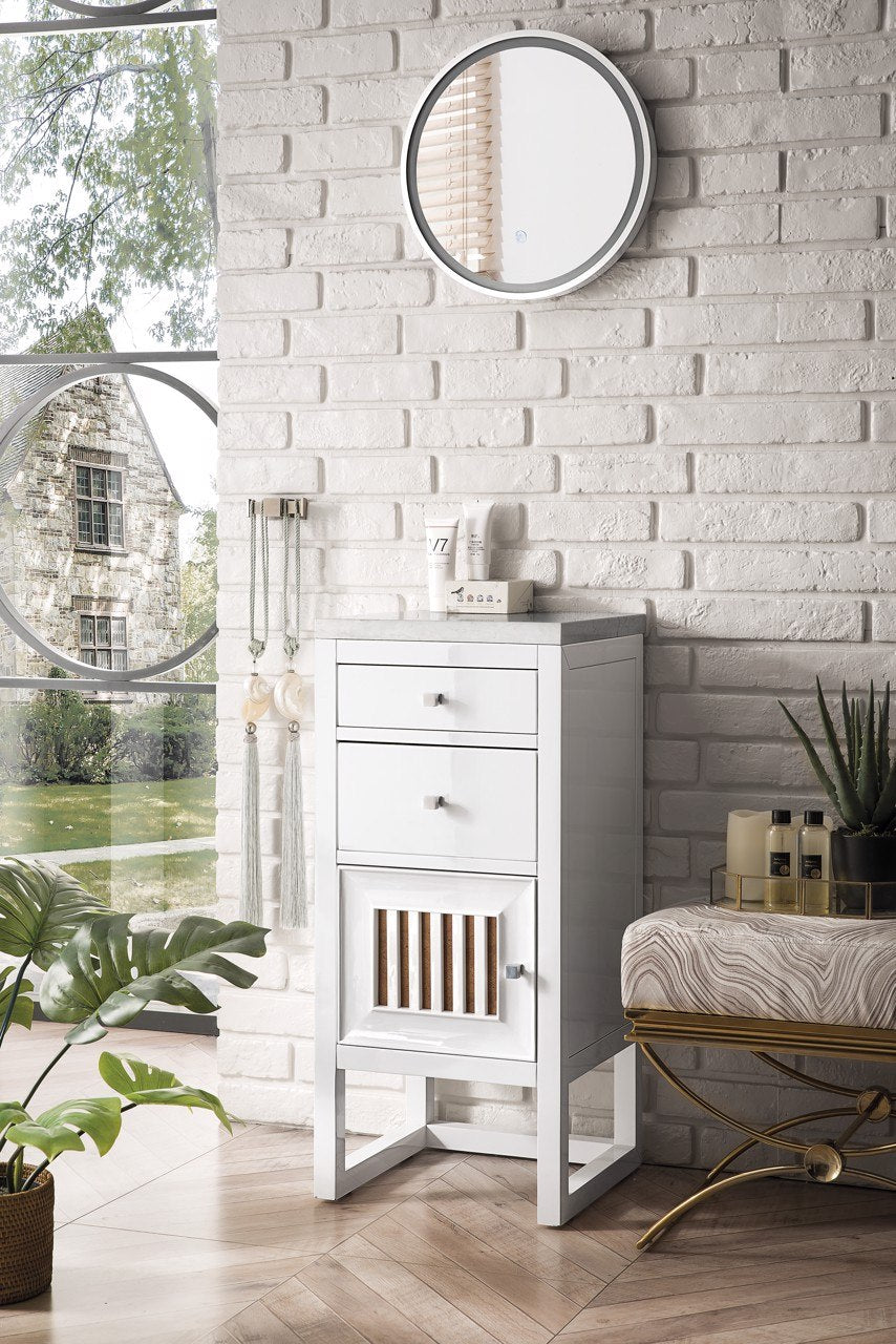 
                  
                    Athens 15" Cabinet w/ Drawers & Door, Glossy White Linen Cabinet James Martin Vanities 
                  
                