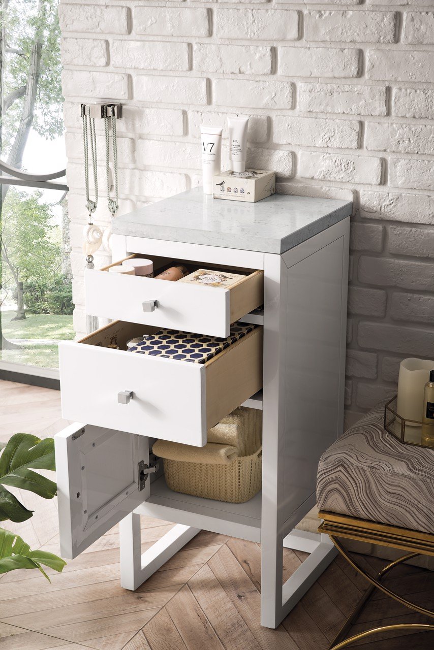 
                  
                    Athens 15" Cabinet w/ Drawers & Door, Glossy White Linen Cabinet James Martin Vanities 
                  
                