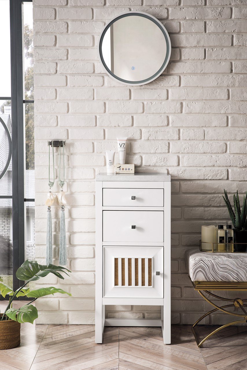 Athens 15" Cabinet w/ Drawers & Door, Glossy White Linen Cabinet James Martin Vanities 