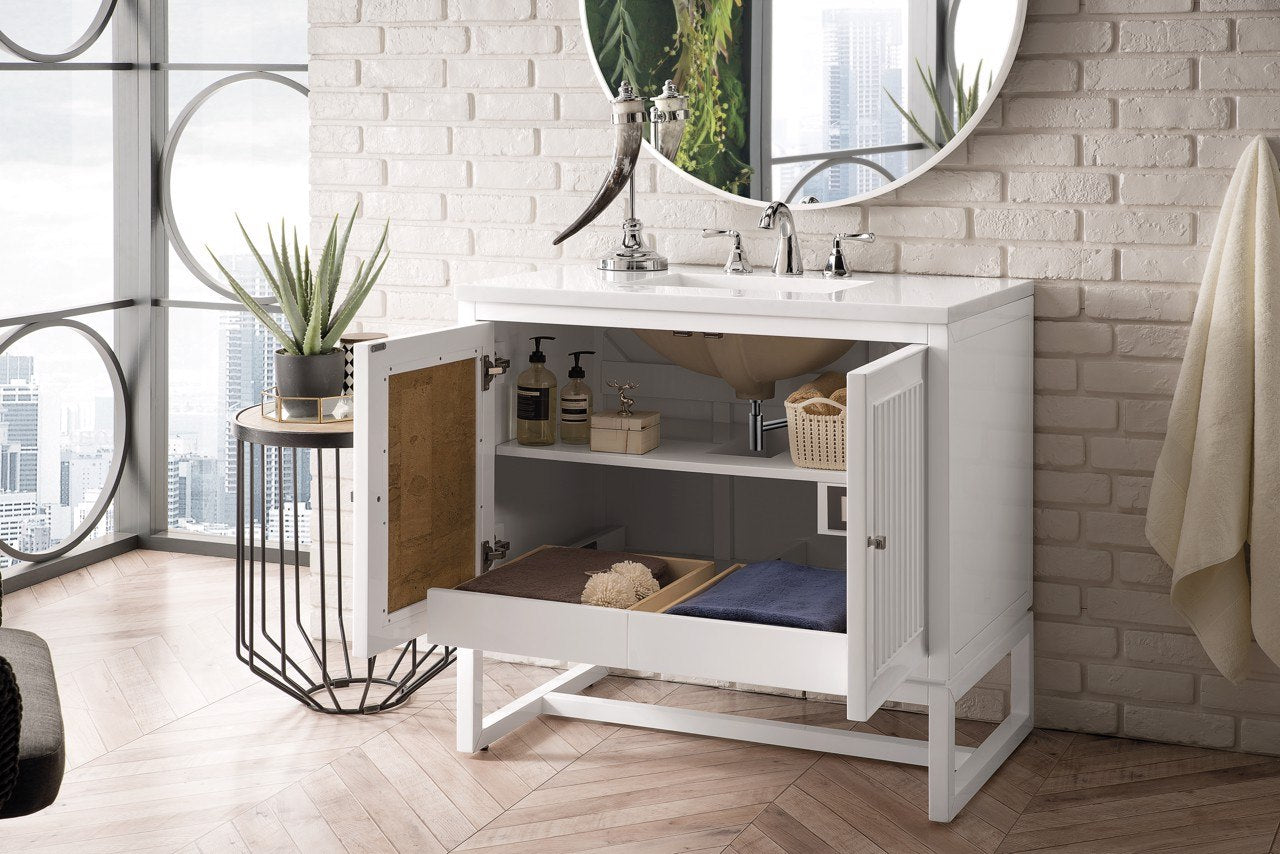 
                  
                    Athens 36" Single Vanity Cabinet, Glossy White Single Bathroom Vanity James Martin Vanities 
                  
                