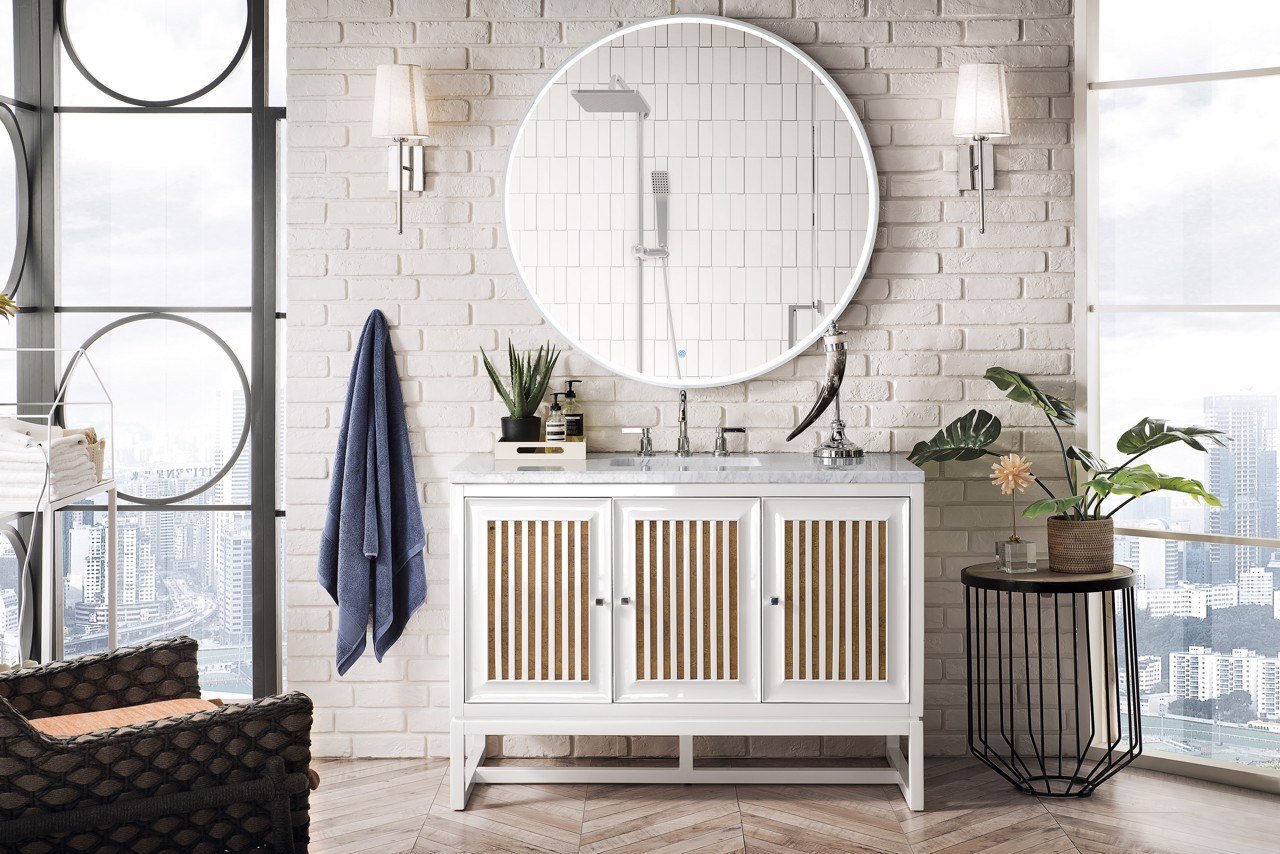 
                  
                    Athens 48" Single Vanity Cabinet, Glossy White Single Bathroom Vanity James Martin Vanities 
                  
                