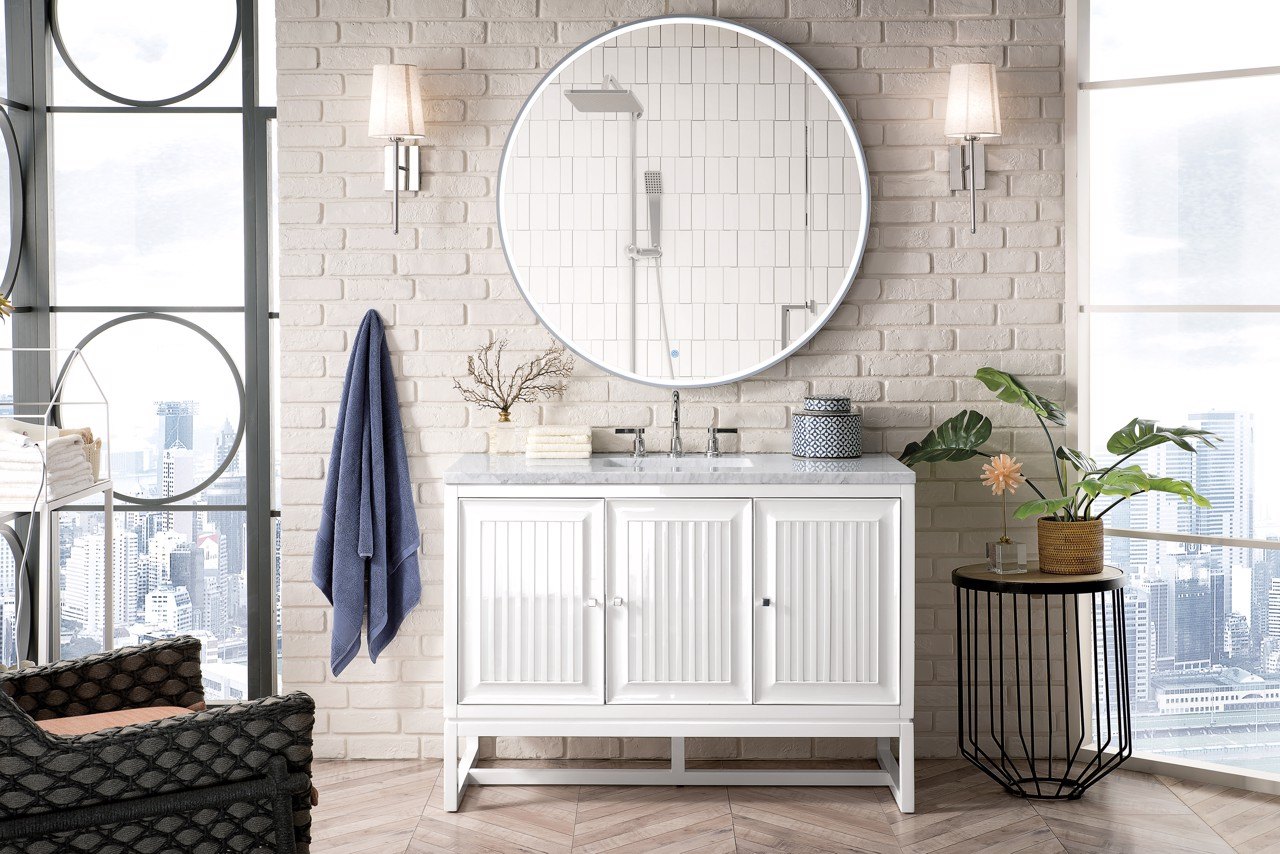 
                  
                    Athens 48" Single Vanity Cabinet, Glossy White Single Bathroom Vanity James Martin Vanities 
                  
                