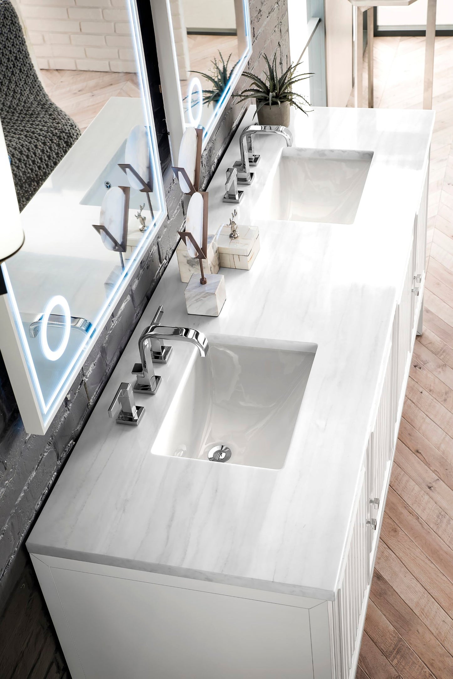 
                  
                    Athens 72" Double Vanity Cabinet, Glossy White Double Bathroom Vanity James Martin Vanities Arctic Fall Solid Surface 
                  
                