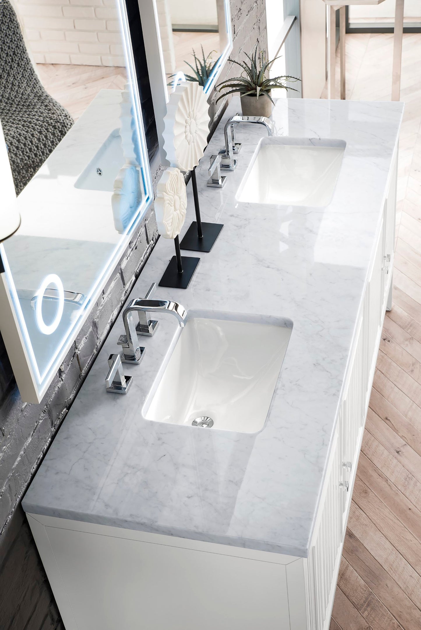 
                  
                    Athens 72" Double Vanity Cabinet, Glossy White Double Bathroom Vanity James Martin Vanities Carrara White Marble 
                  
                