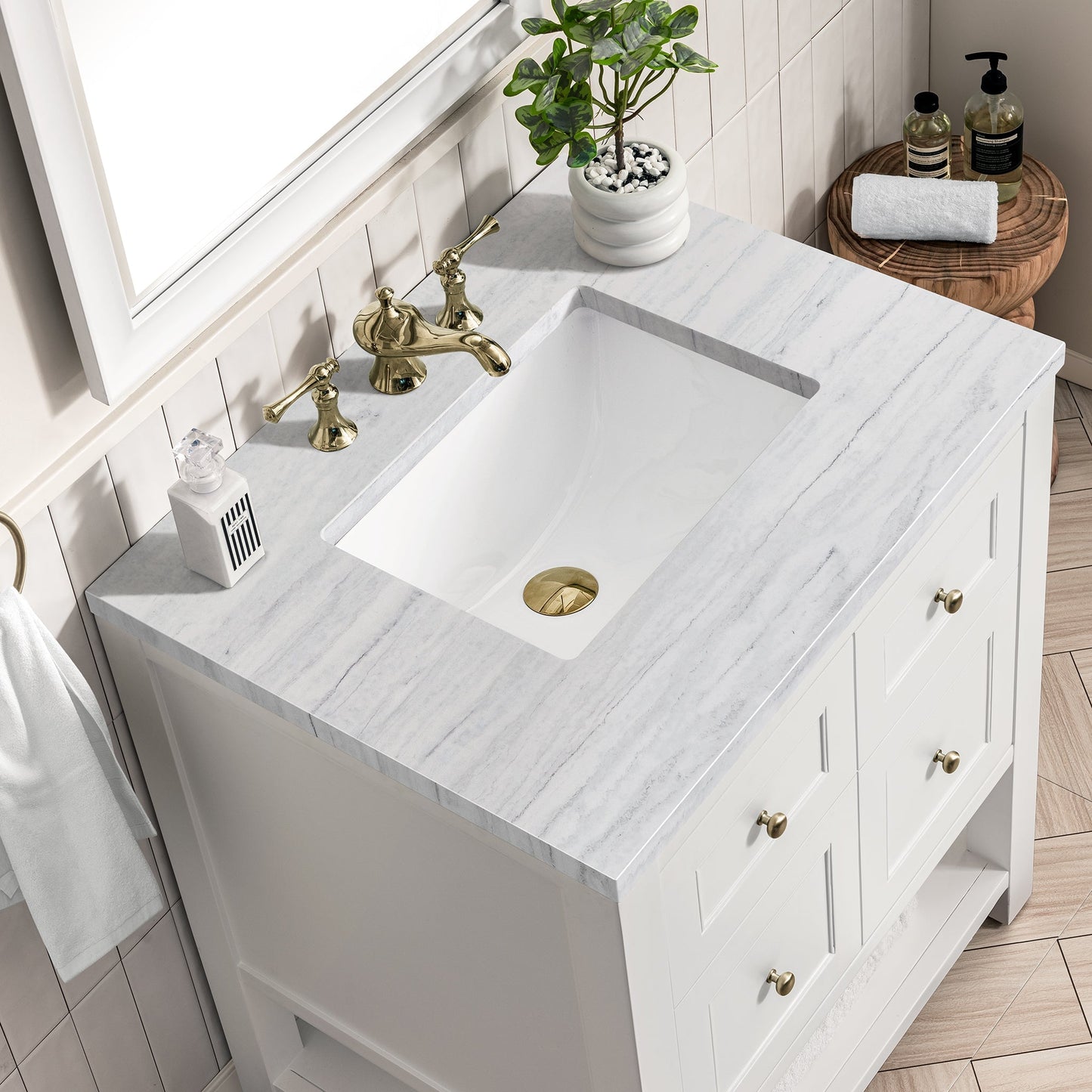 
                  
                    Breckenridge 30" Single Vanity in Bright White James Martin Vanities Arctic Fall solid surface 
                  
                