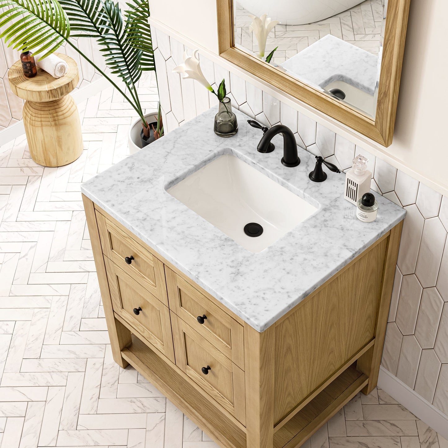 
                  
                    Breckenridge 30" Single Vanity in Light Natural Oak James Martin Vanities Carrara White Marble 
                  
                