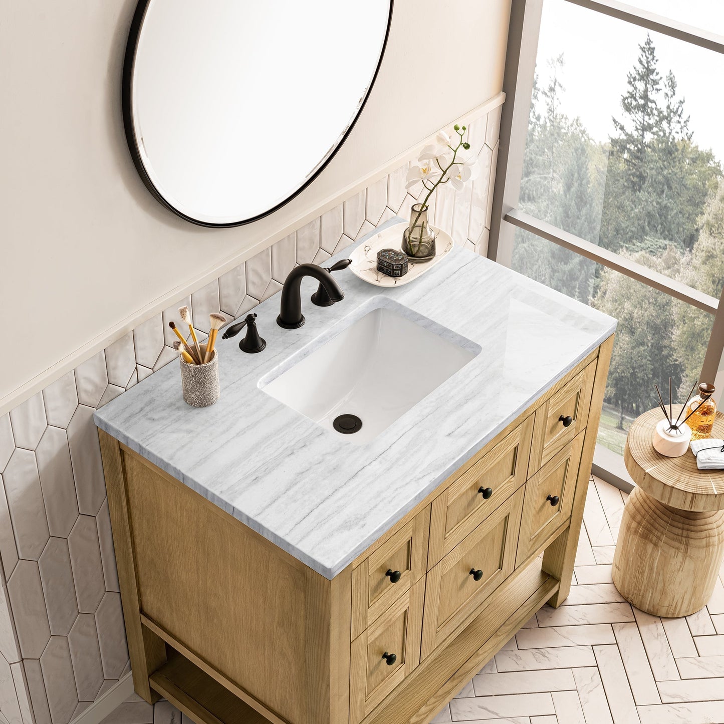 
                  
                    Breckenridge 36" Single Vanity in Light Natural Oak Single Bathroom Vanity James Martin Vanities Arctic Fall solid Surface 
                  
                